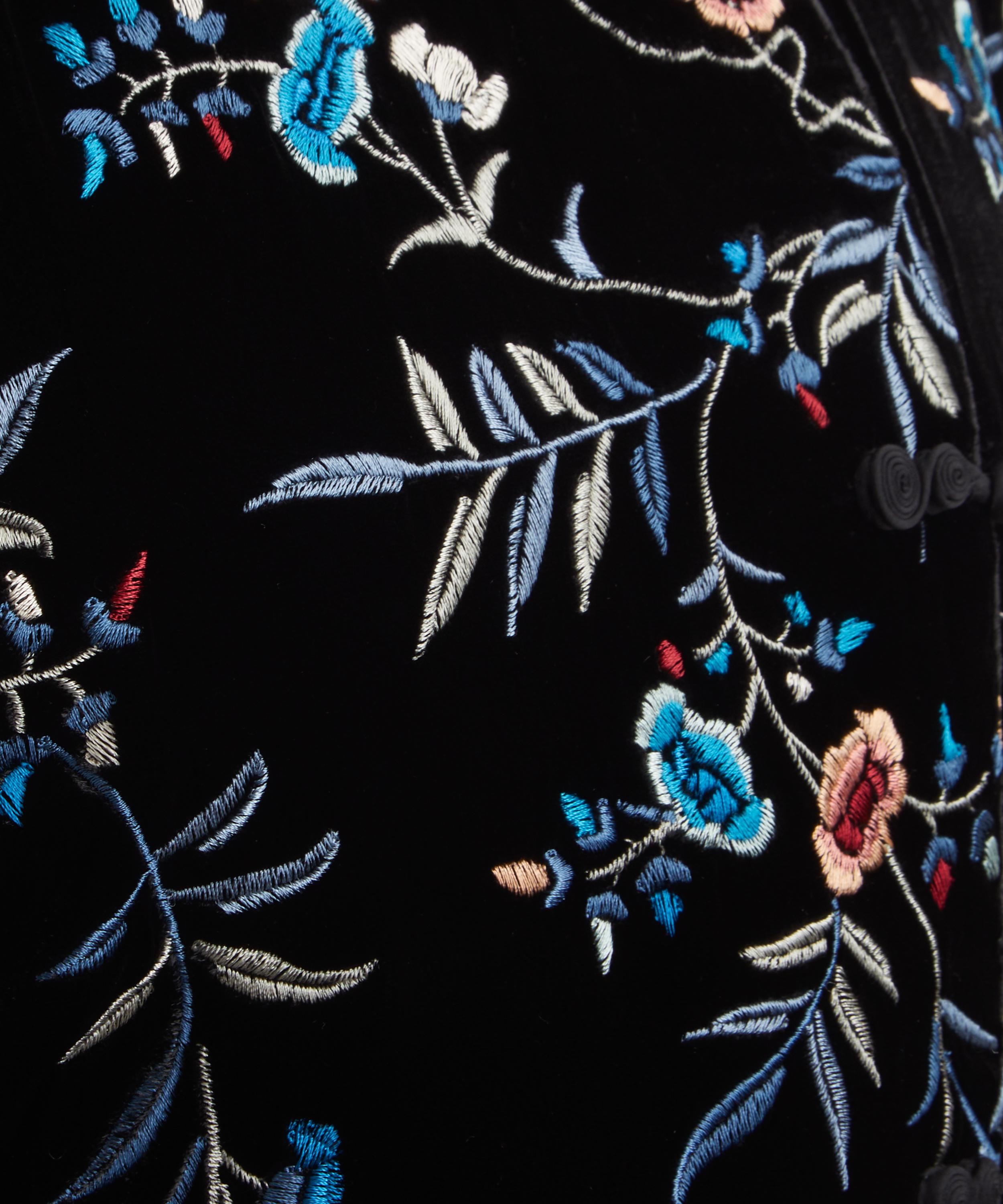 RIXO - Delphina Botanical Embroidery Velvet Mini Dress image number 4