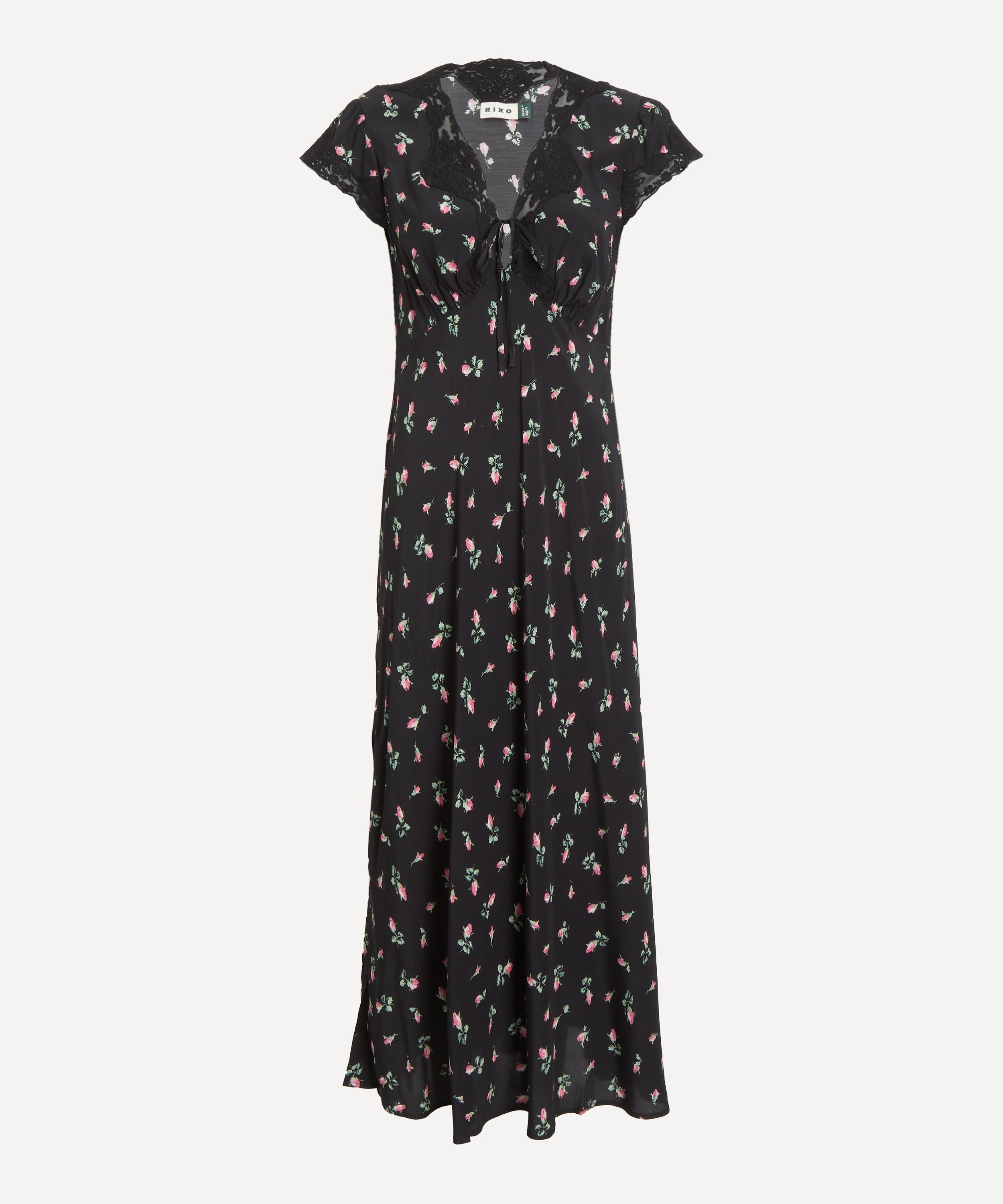 RIXO - Amari Sienna Bud Black Dress  image number 0
