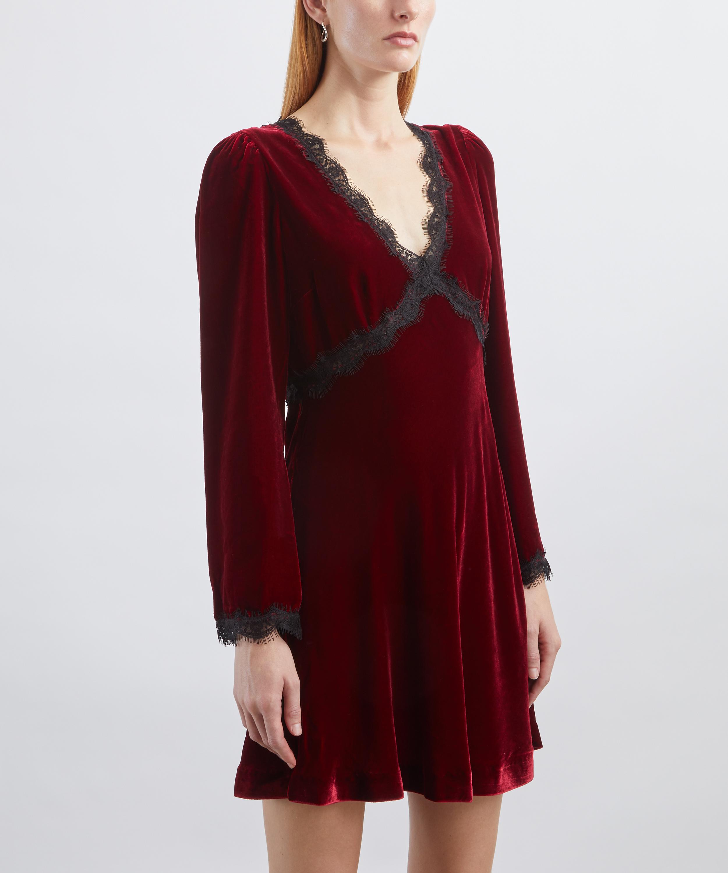 RIXO - Macie Maroon Velvet Mini Dress  image number 2