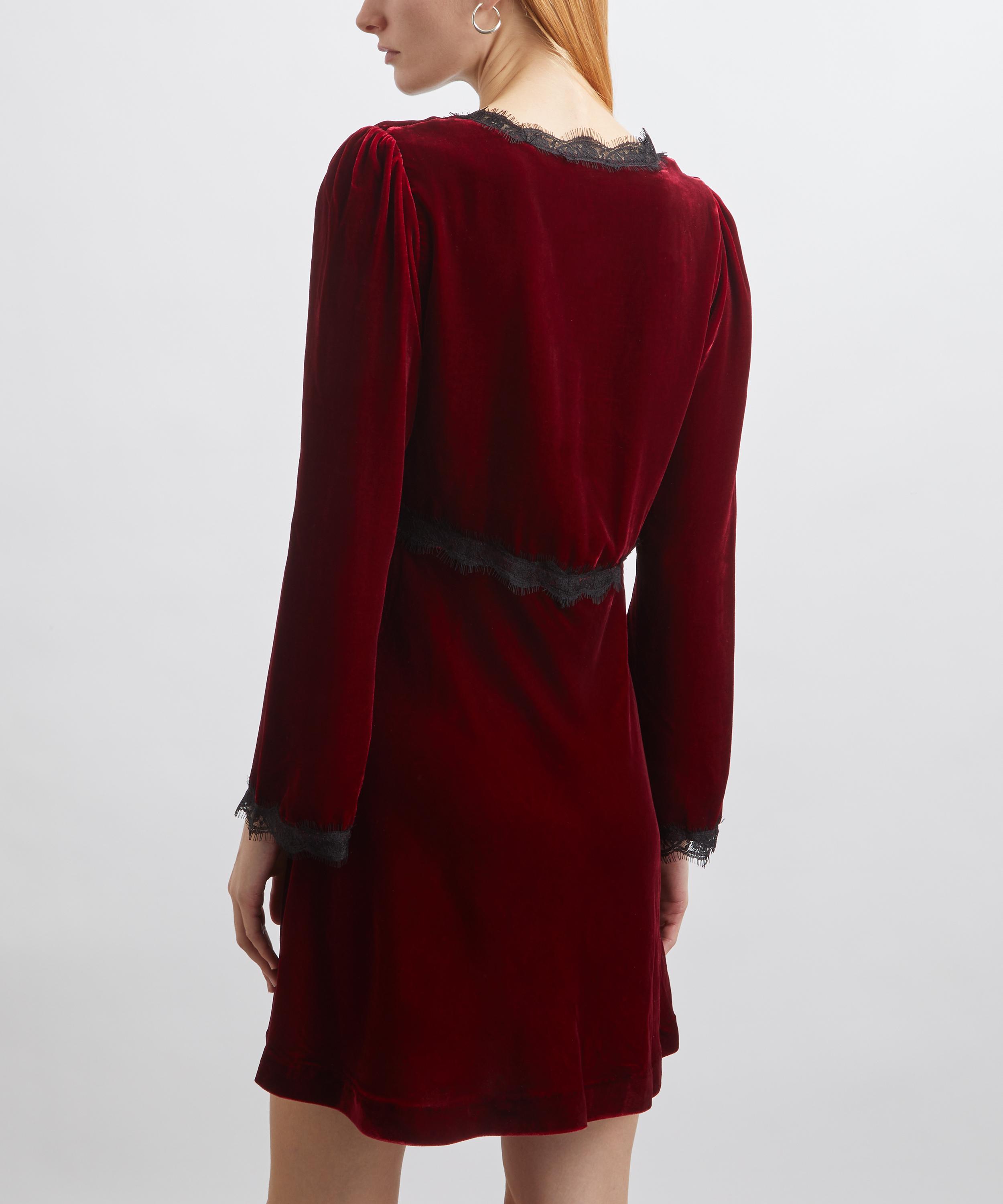 RIXO - Macie Maroon Velvet Mini Dress  image number 3