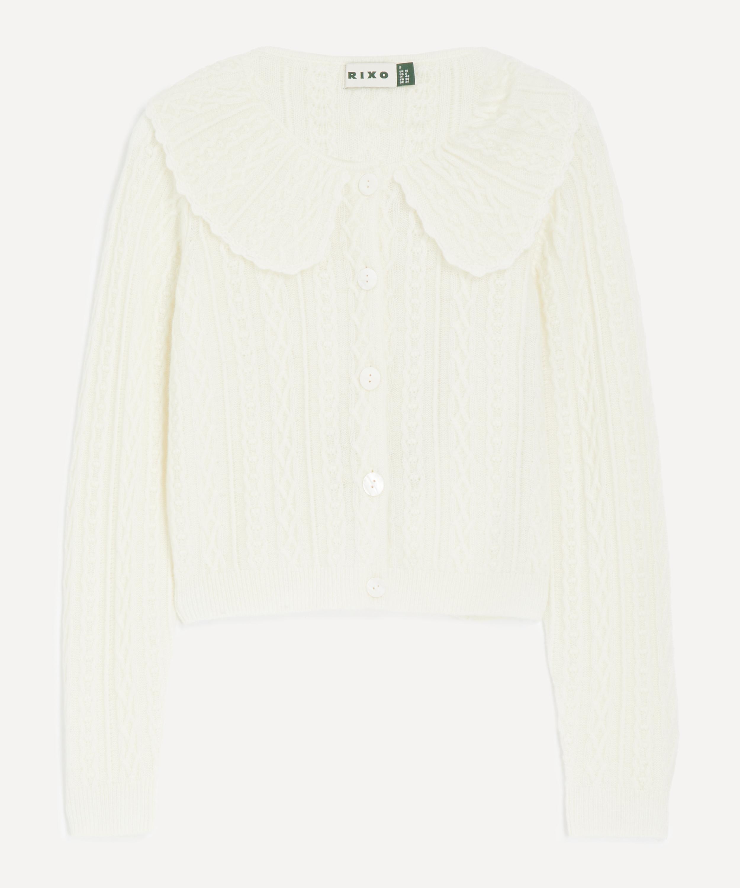 RIXO - Jelena Cream Wool-Blend Cardigan