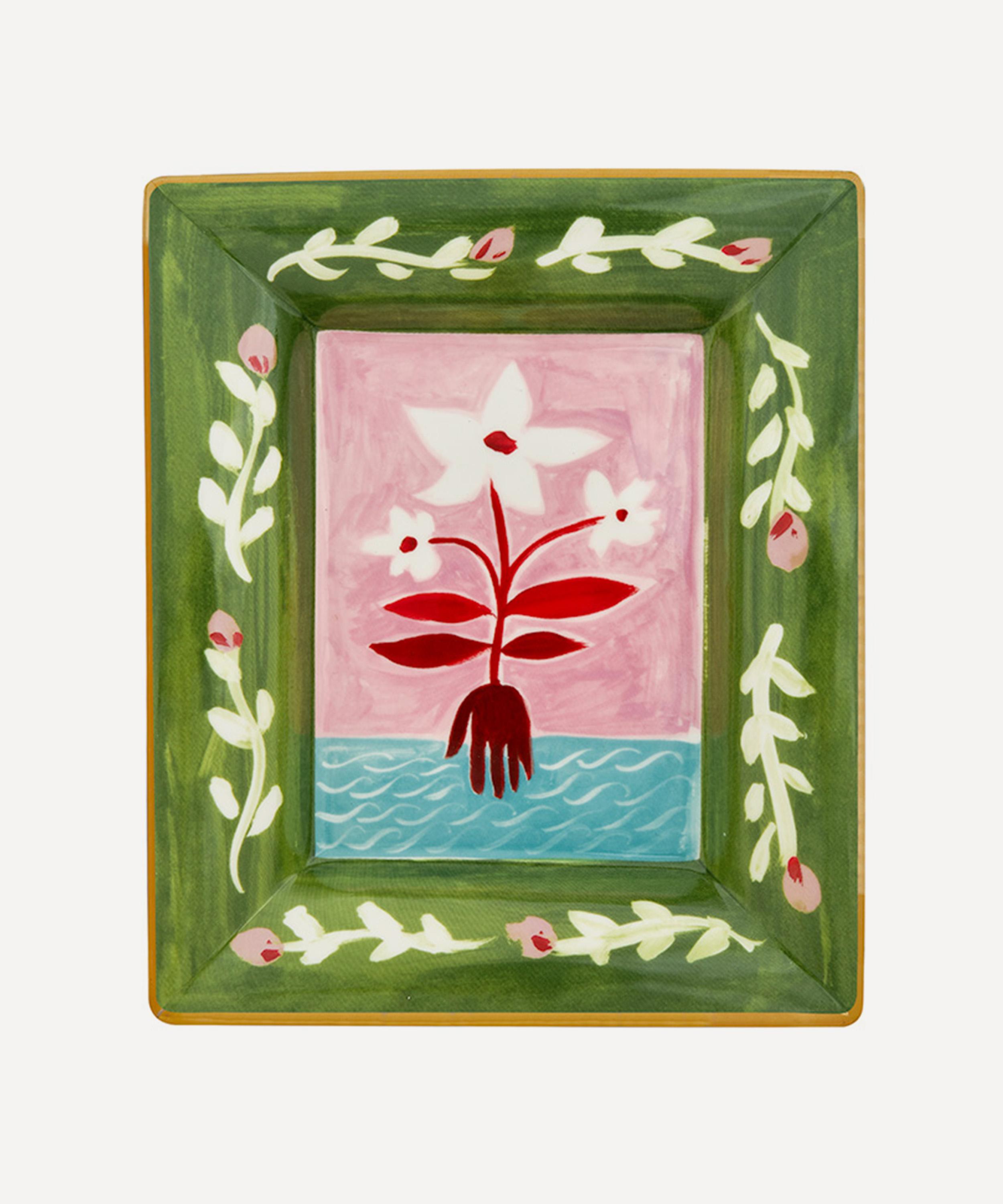 Bitossi - White Flowers Empty Pockets Porcelain Tray image number 0