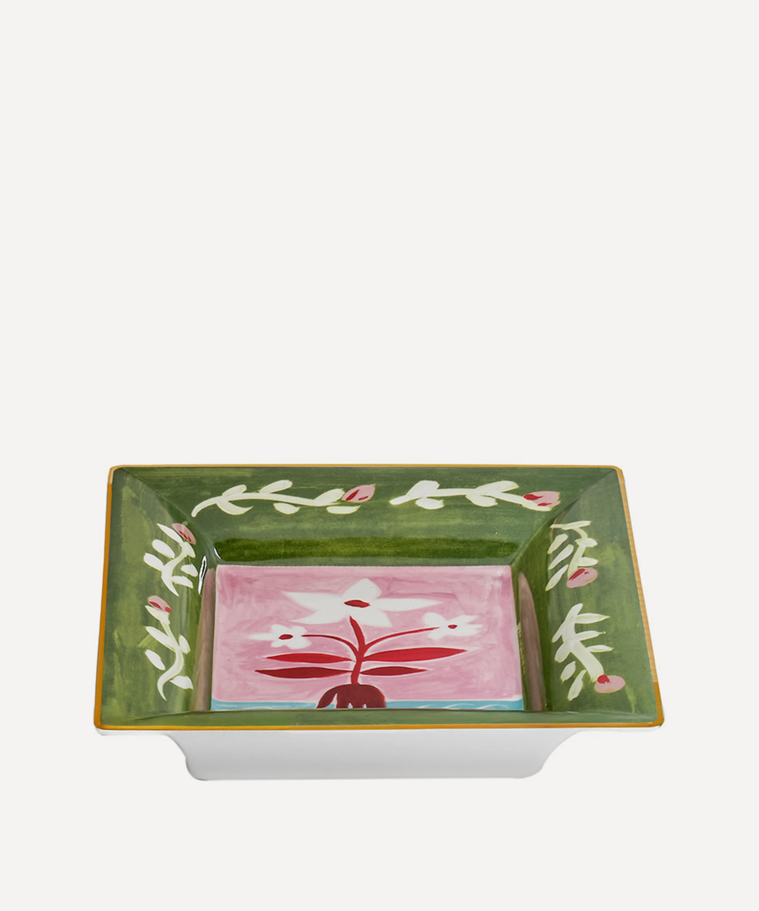 Bitossi - White Flowers Empty Pockets Porcelain Tray image number 1