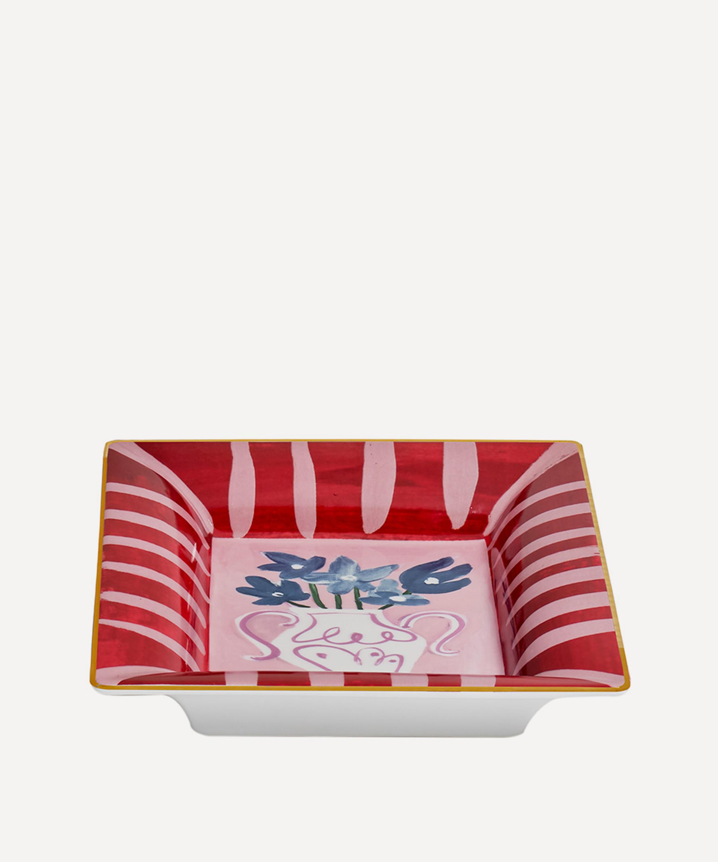 Bitossi - Blue Flowers Empty Pockets Porcelain Tray image number 1