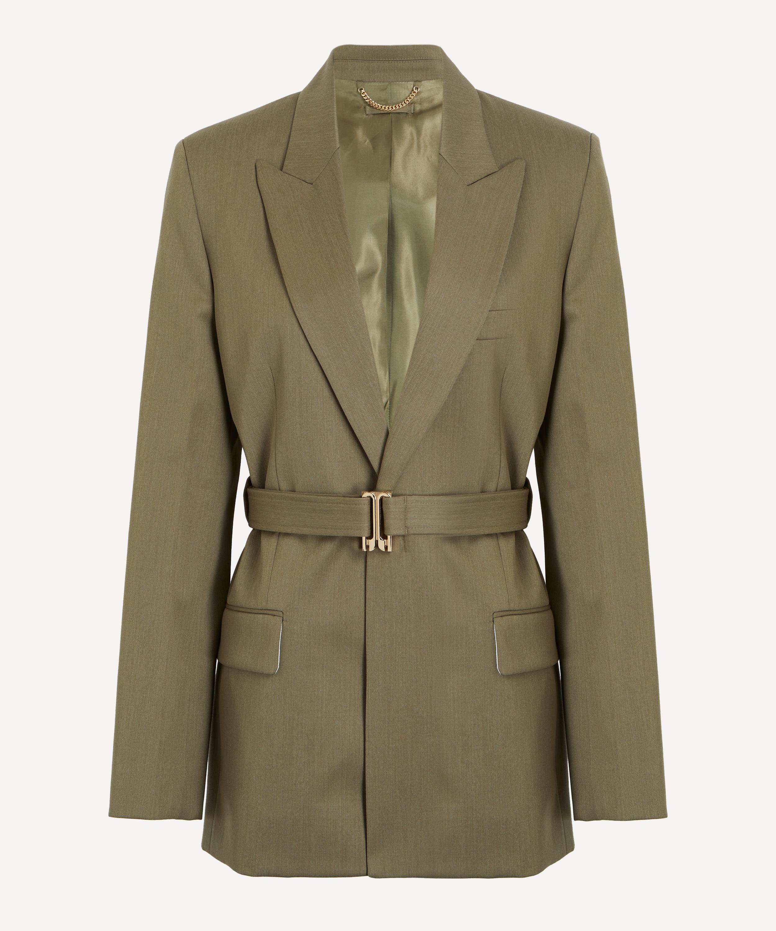 Victoria Beckham - Sage Melange Belted Tailored Jacket