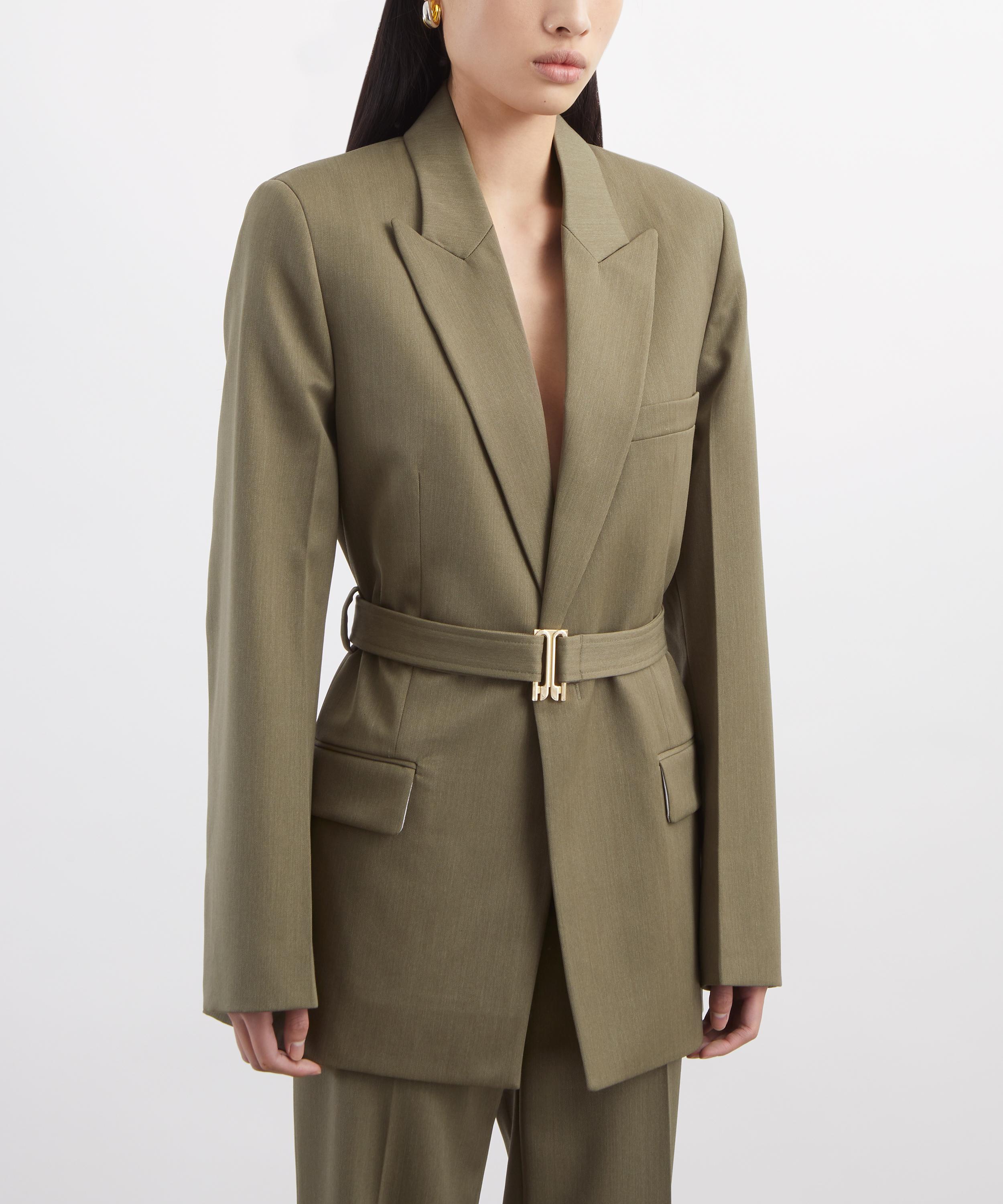 Victoria Beckham - Sage Melange Belted Tailored Jacket image number 2