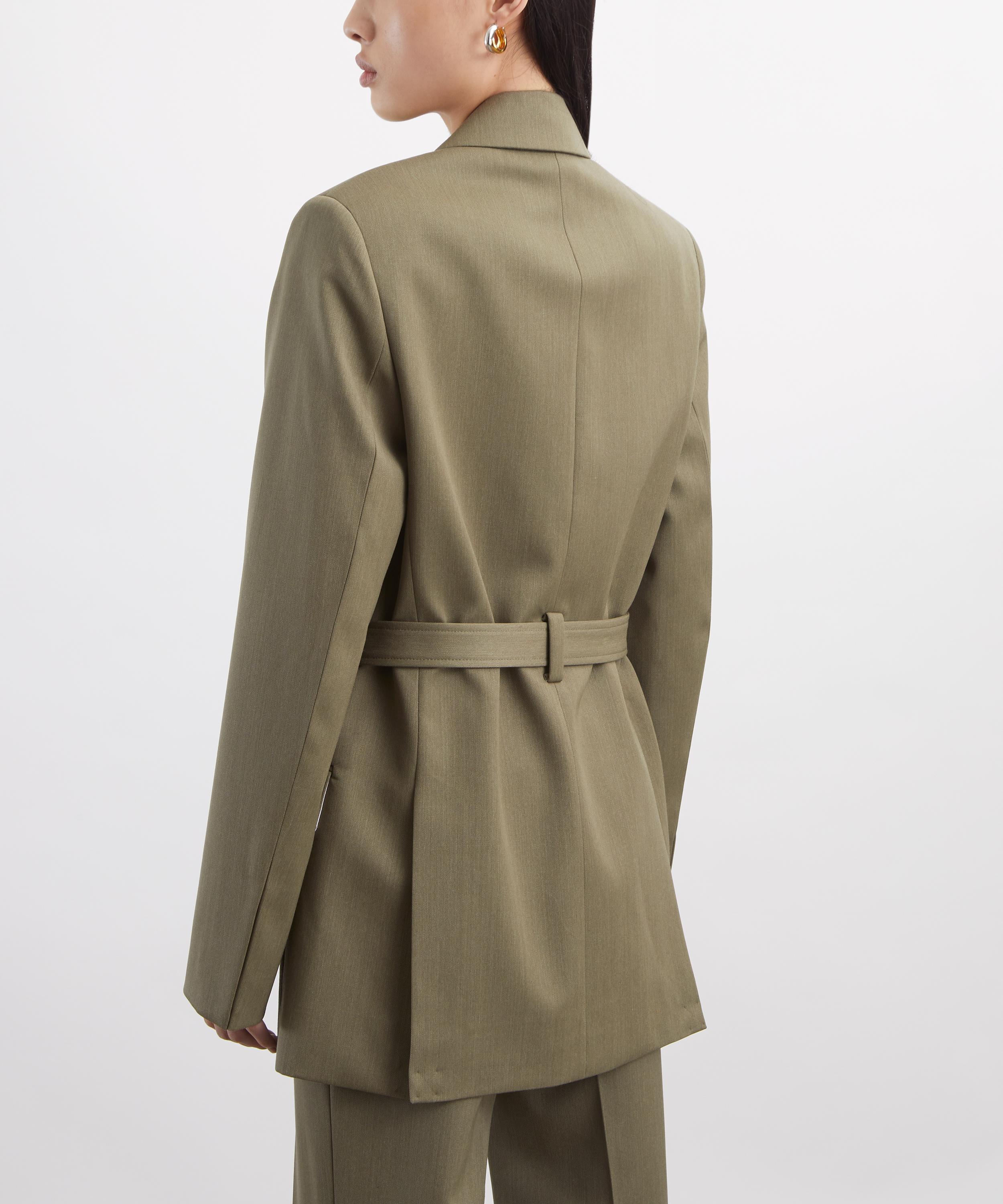 Victoria Beckham - Sage Melange Belted Tailored Jacket image number 3