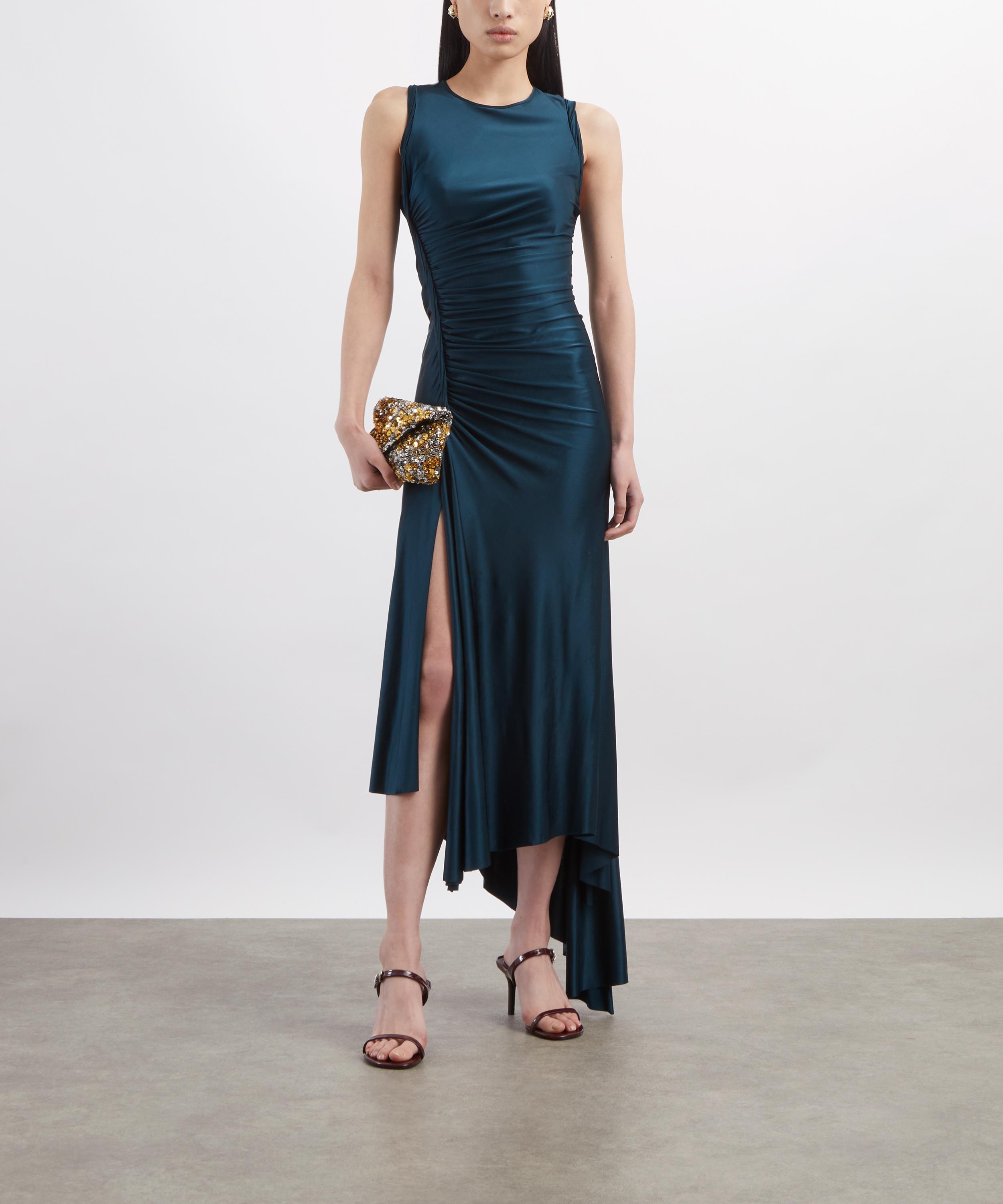 Victoria Beckham - Dark Teal Sleeveless Twist Detail Dress image number 1