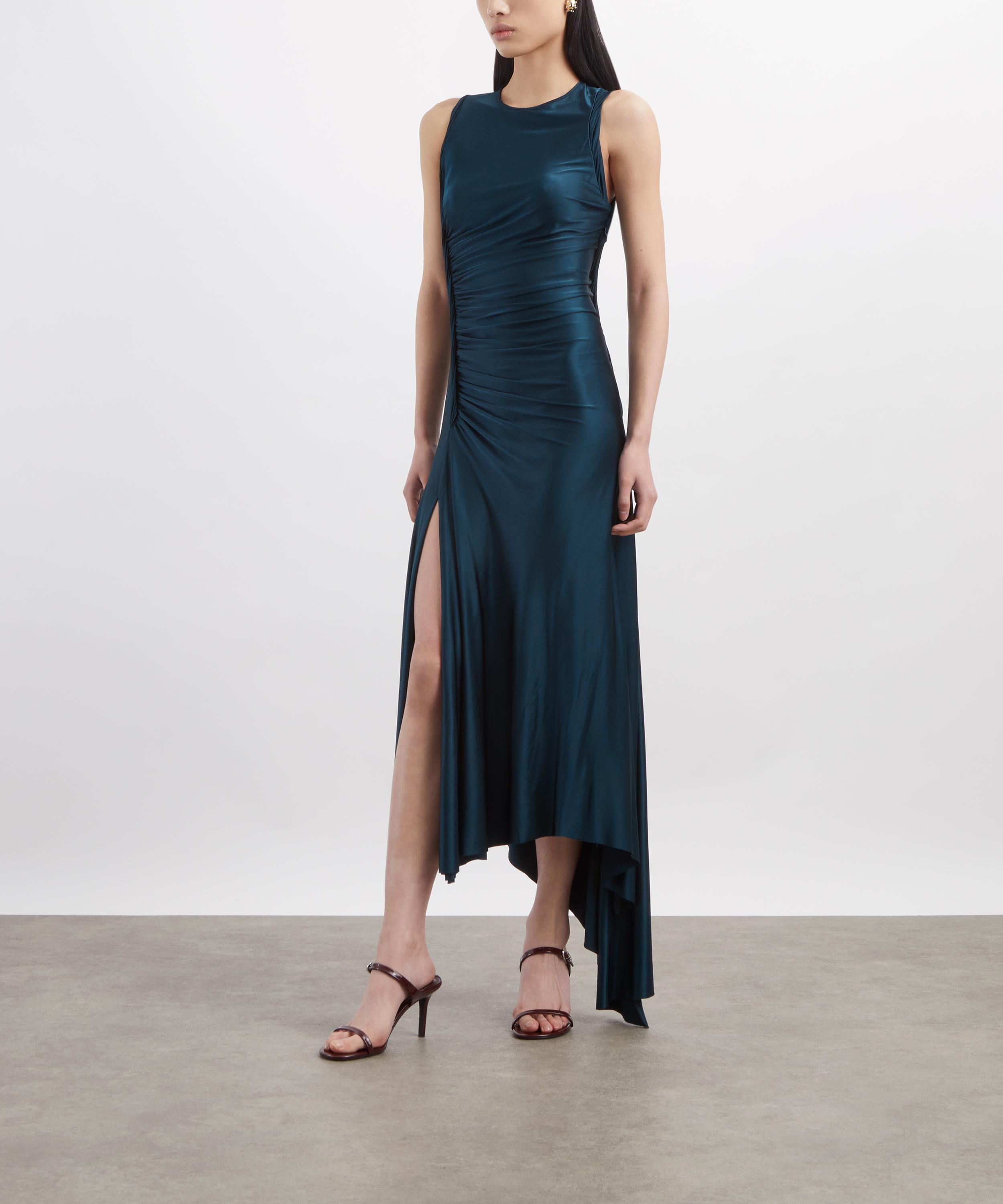 Victoria Beckham - Dark Teal Sleeveless Twist Detail Dress image number 2