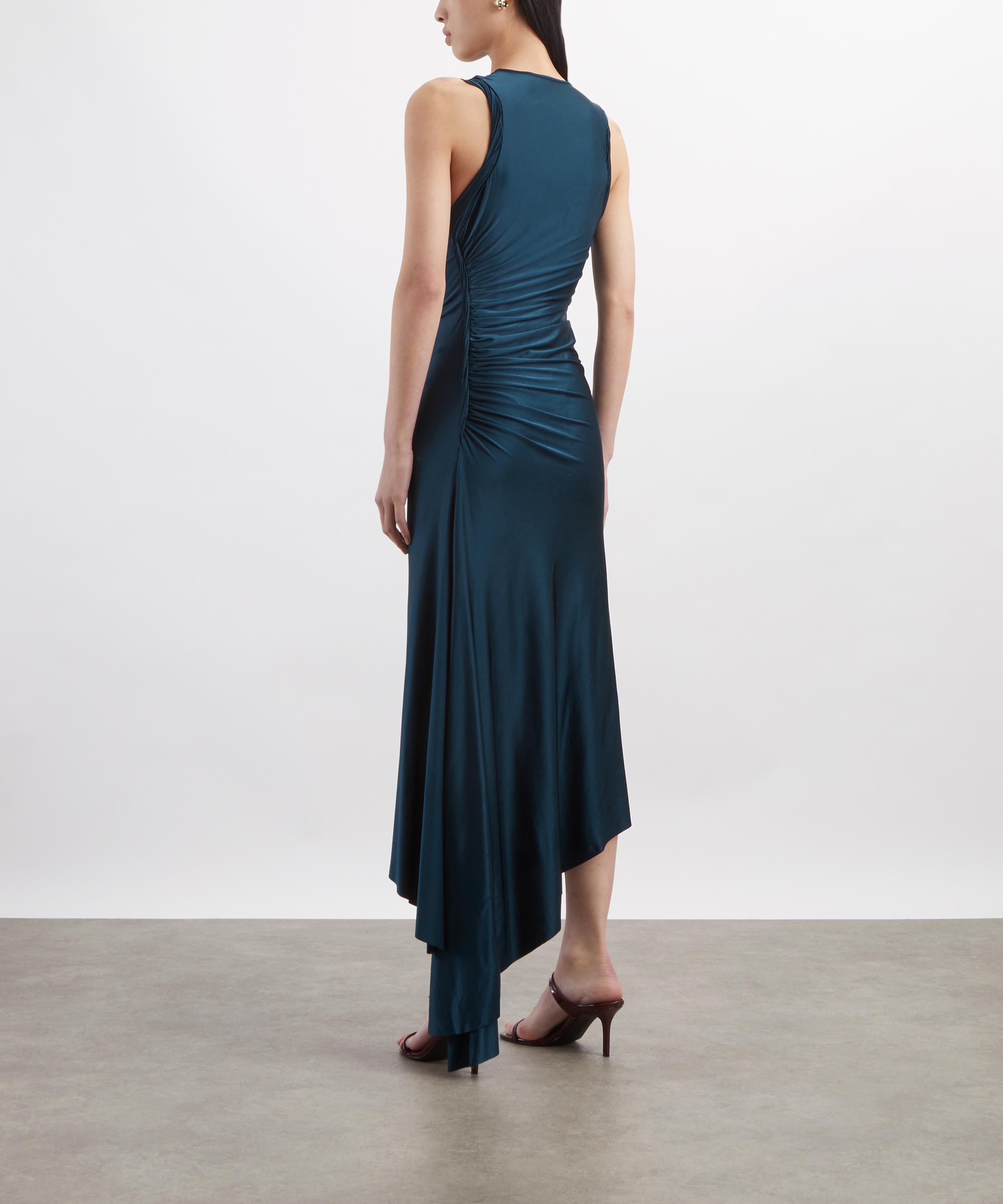 Victoria Beckham - Dark Teal Sleeveless Twist Detail Dress image number 3