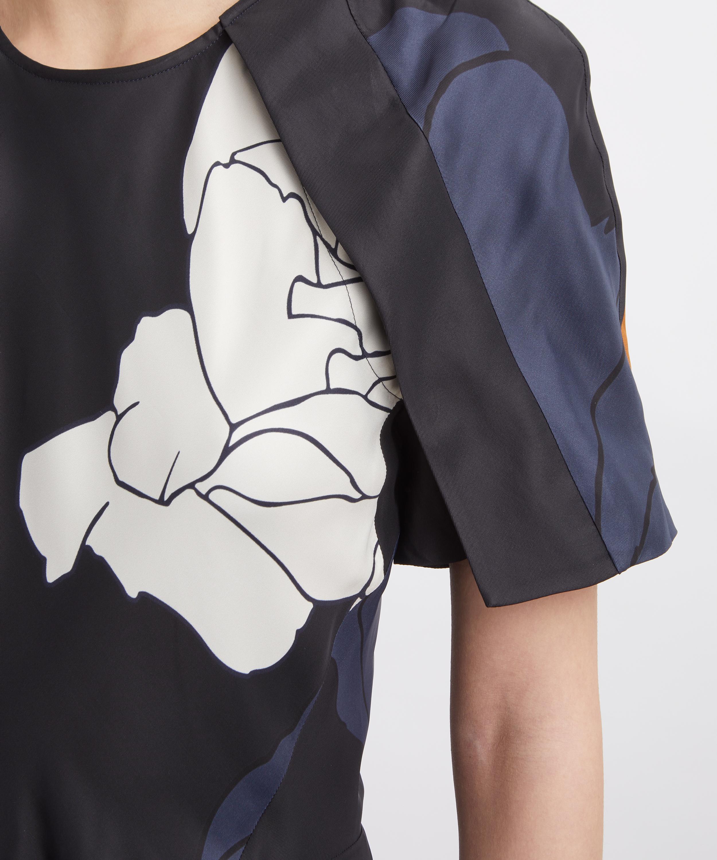 Victoria Beckham - Dark Navy Floral Split Hem Midi Dress image number 4