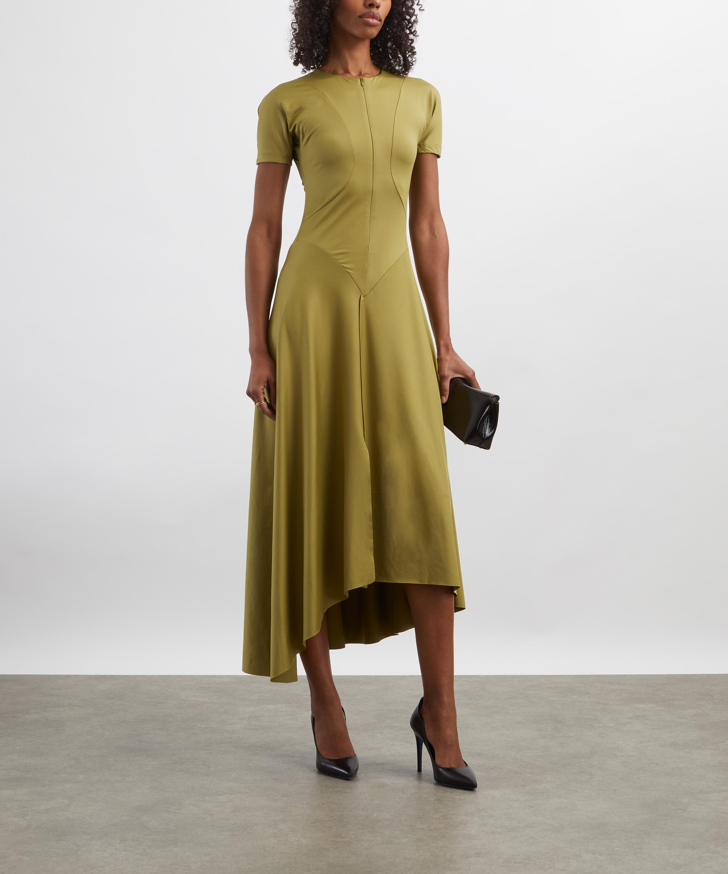 Victoria Beckham - Green Finch Zipped Front Midi Dress image number 1