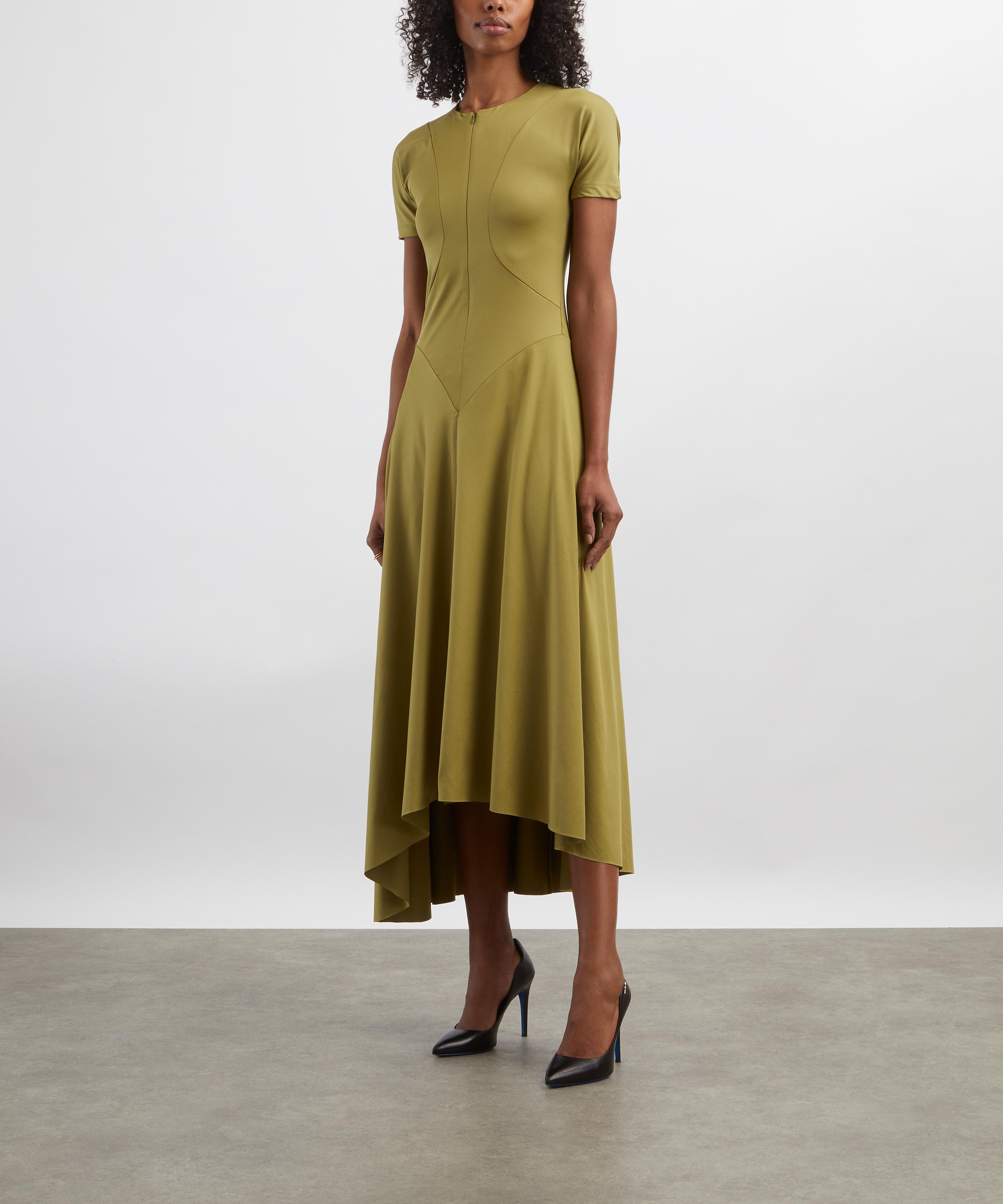 Victoria Beckham - Green Finch Zipped Front Midi Dress image number 2