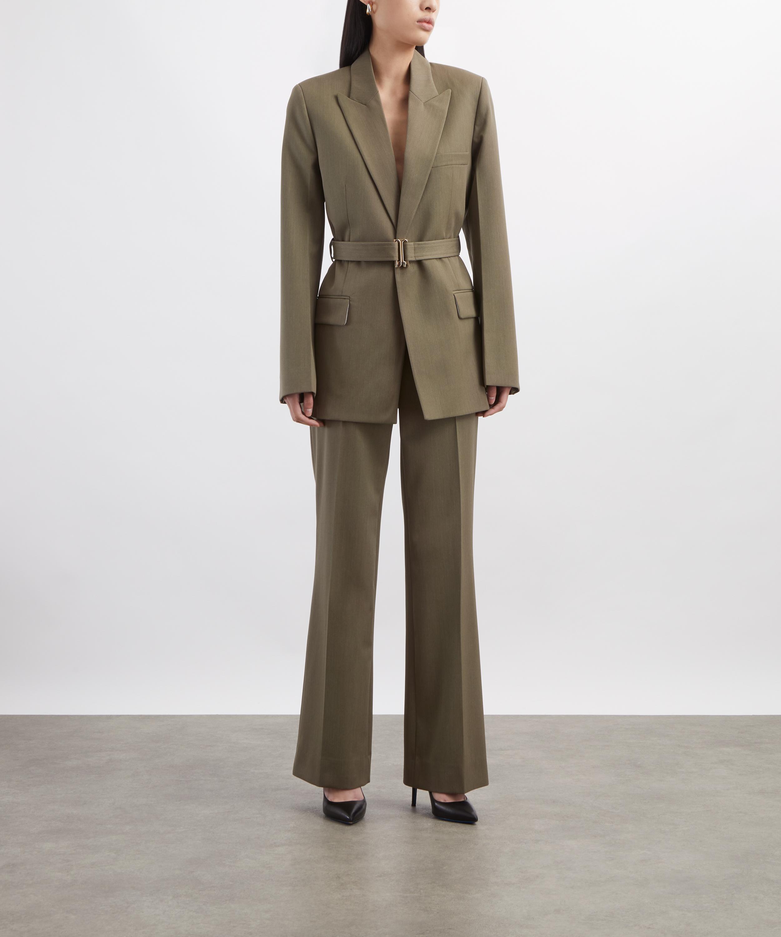 Victoria Beckham - Sage Melange Tailored Straight-Leg Trousers image number 1