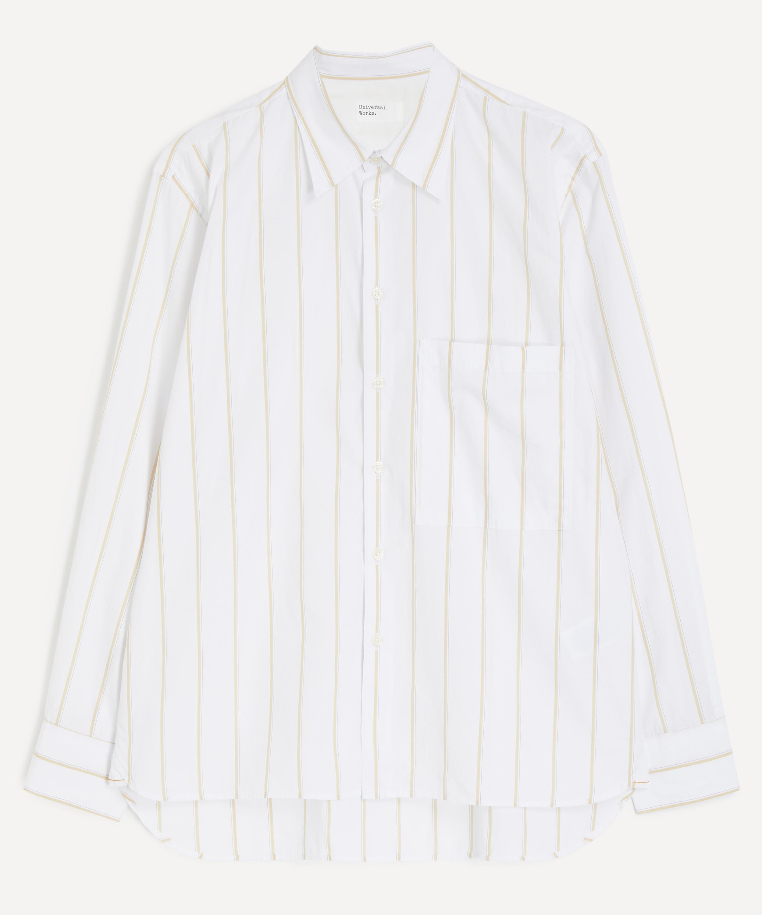 Universal Works - White Office Stripe Square Pocket Shirt