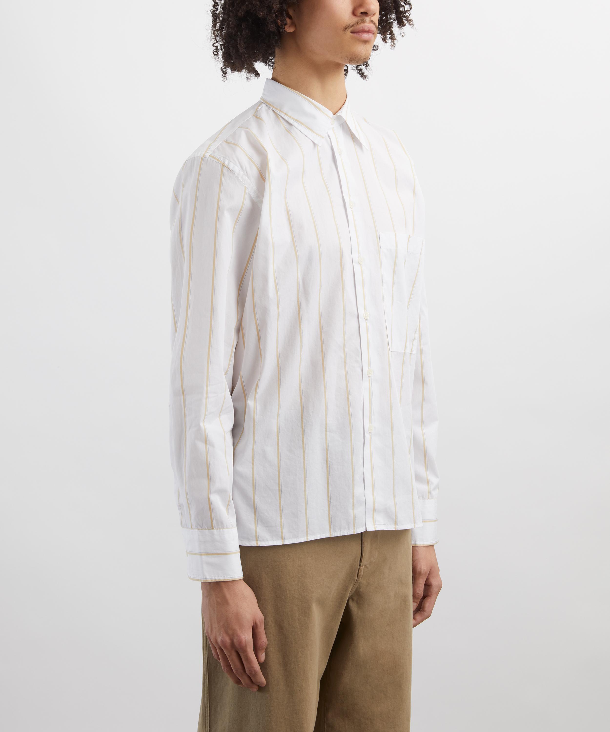 Universal Works - White Office Stripe Square Pocket Shirt image number 2