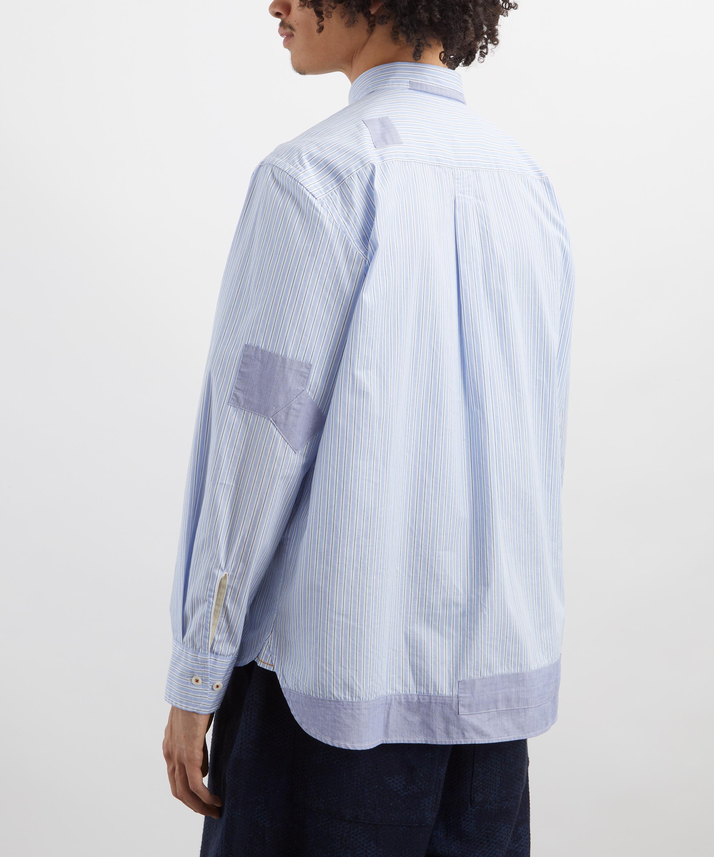 Universal Works - Blue Office Stripe Patched Lazy Day Shirt image number 3