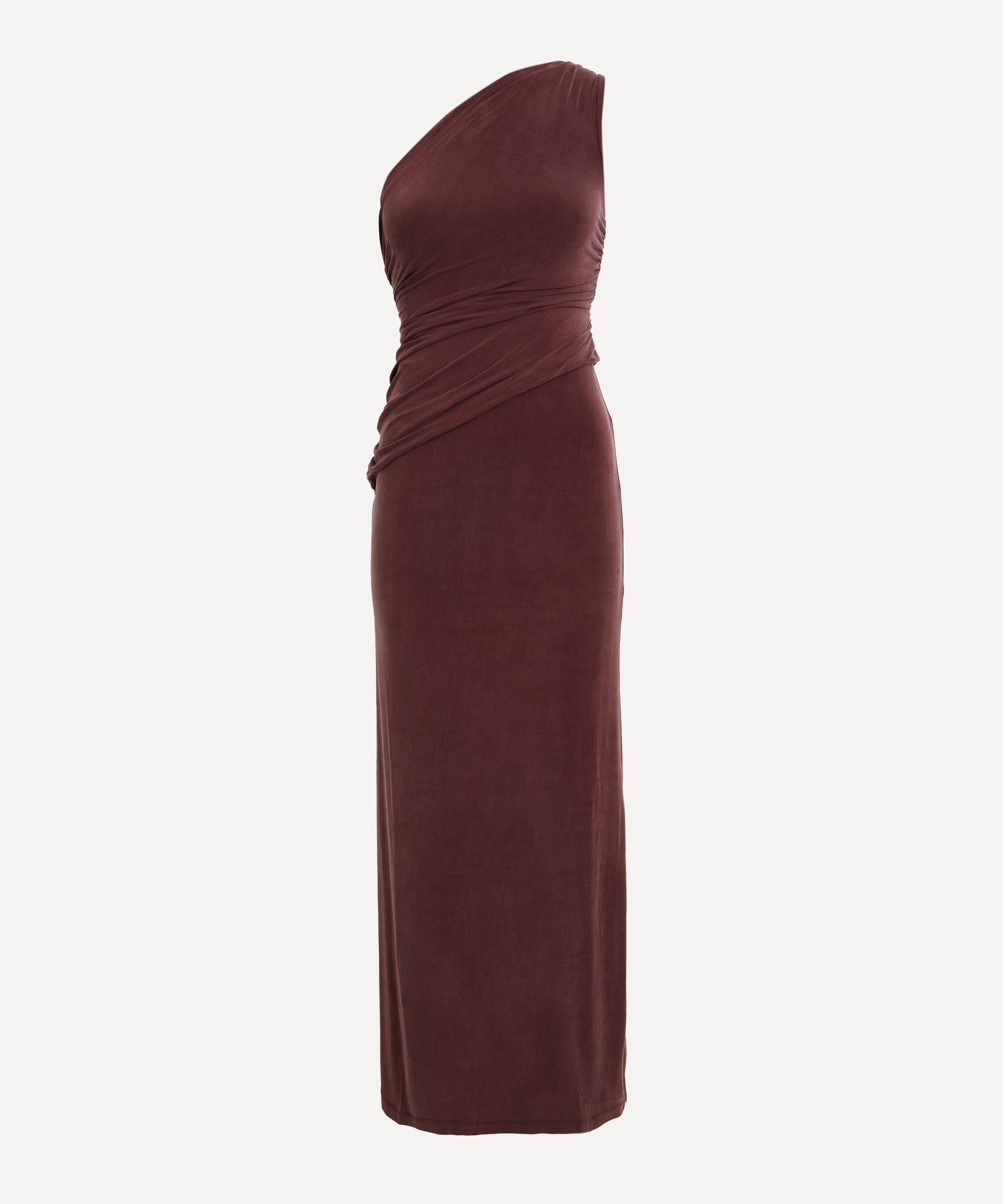 Peachy Den - Amelia One-Shoulder Hot Choc Maxi Dress image number 0