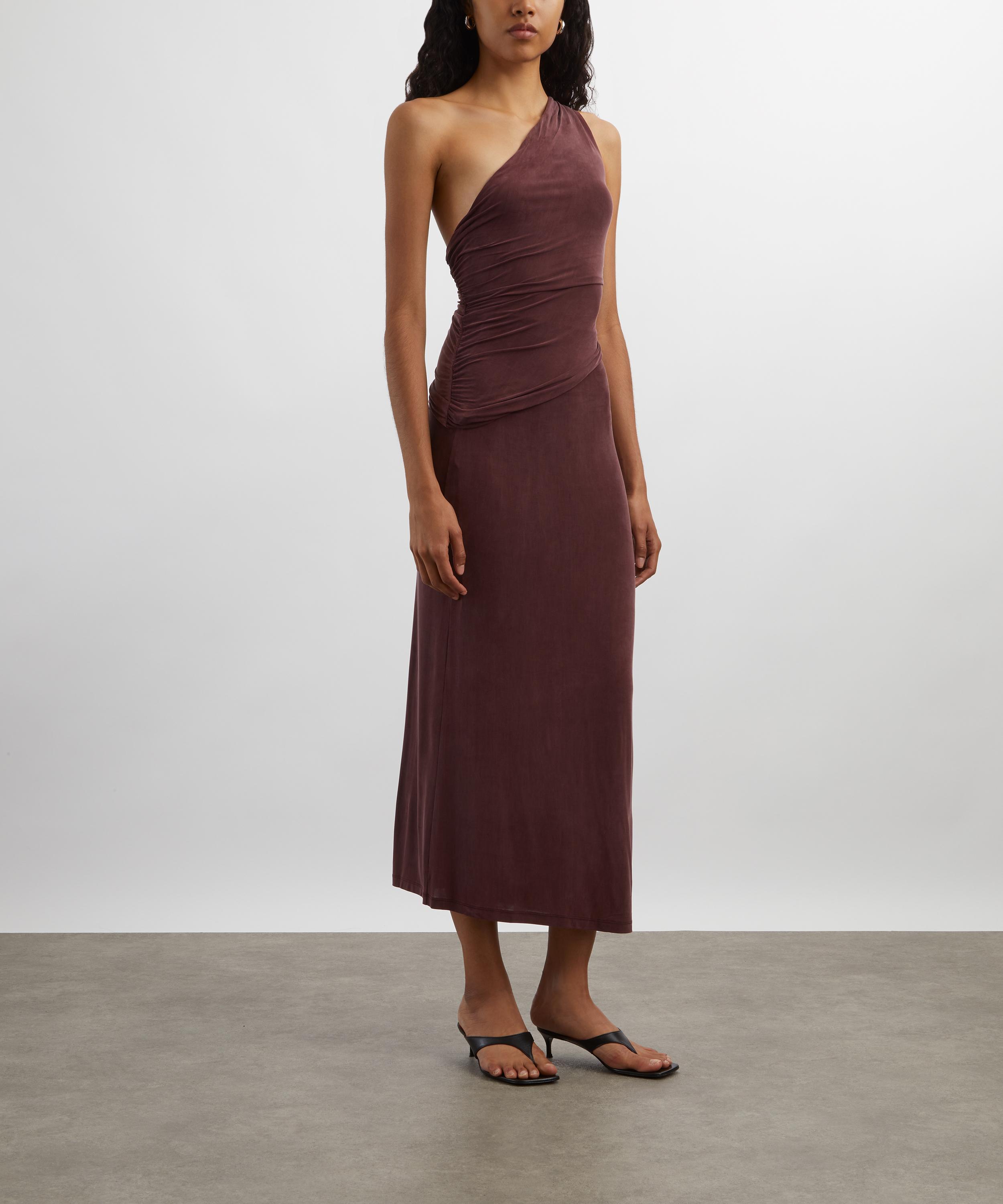 Peachy Den - Amelia One-Shoulder Hot Choc Maxi Dress image number 2