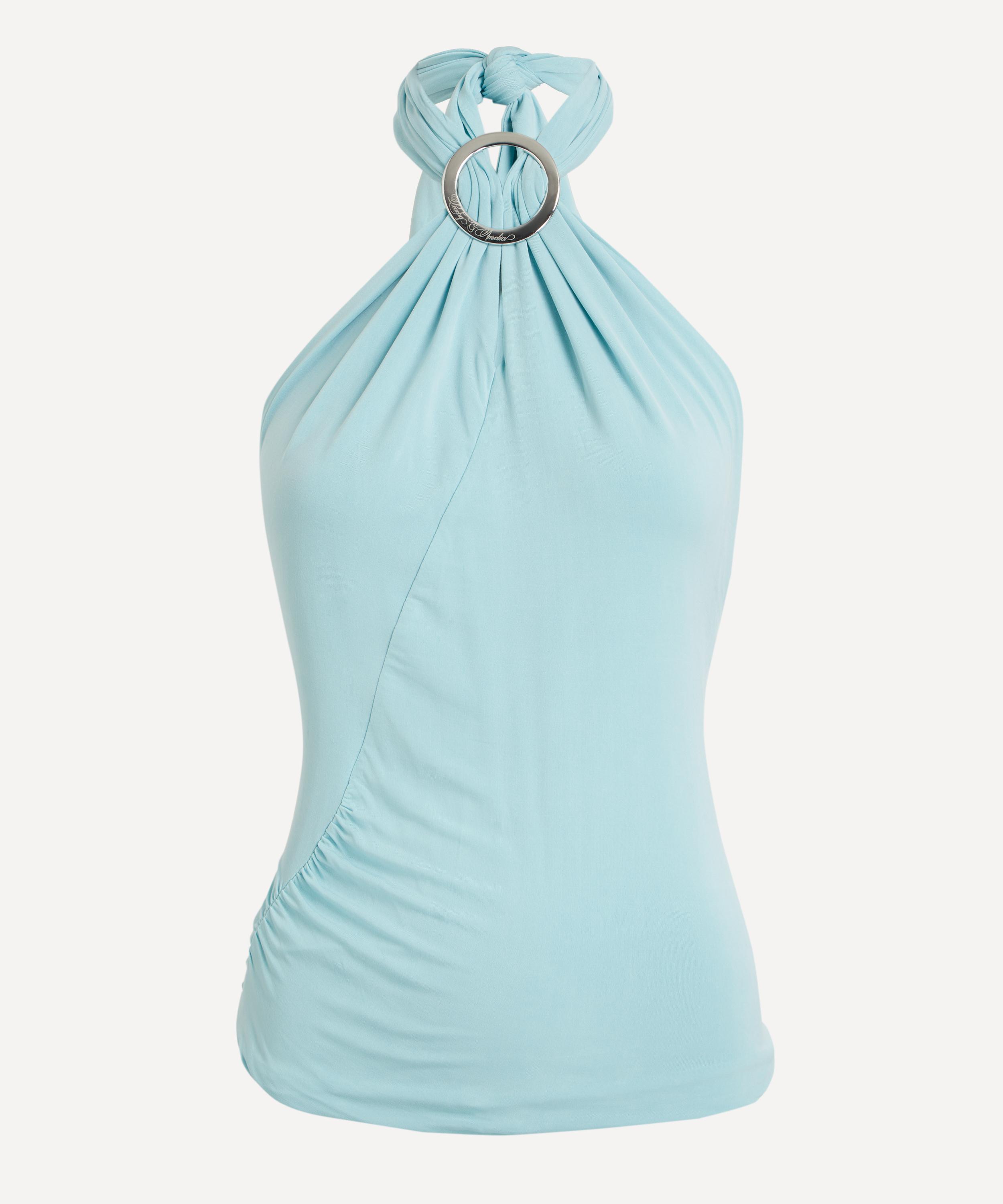 Peachy Den - Amelia Pale Aqua Halter Top image number 0