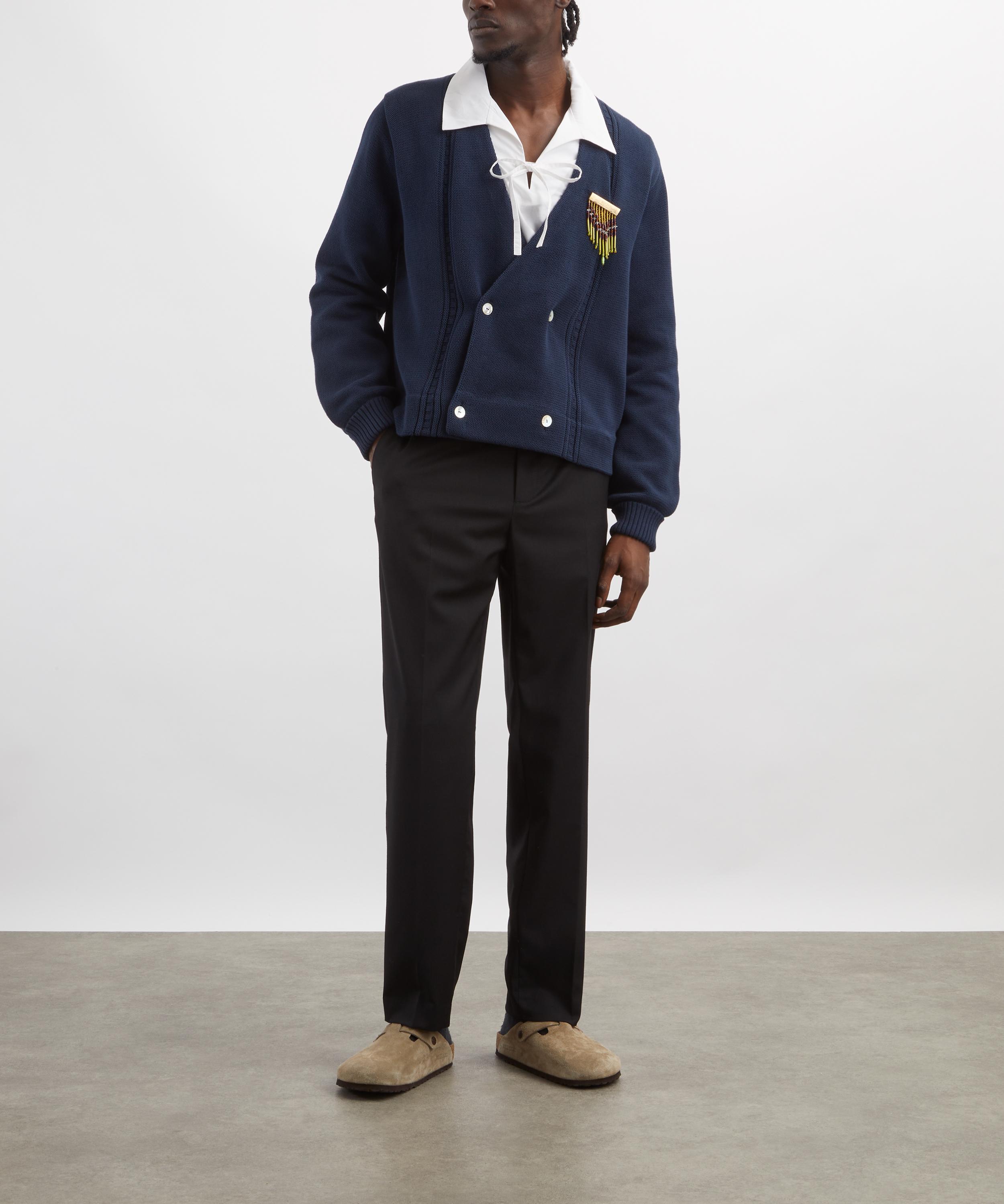 Bode - Navy Double-Breasted Cardigan image number 1