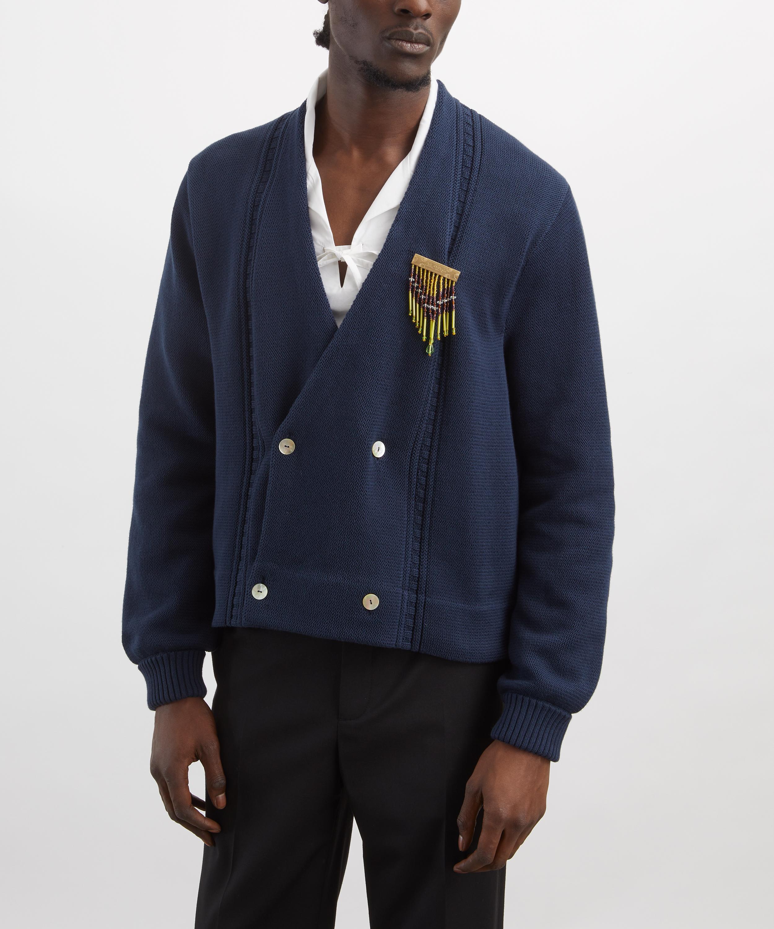 Bode - Navy Double-Breasted Cardigan image number 2