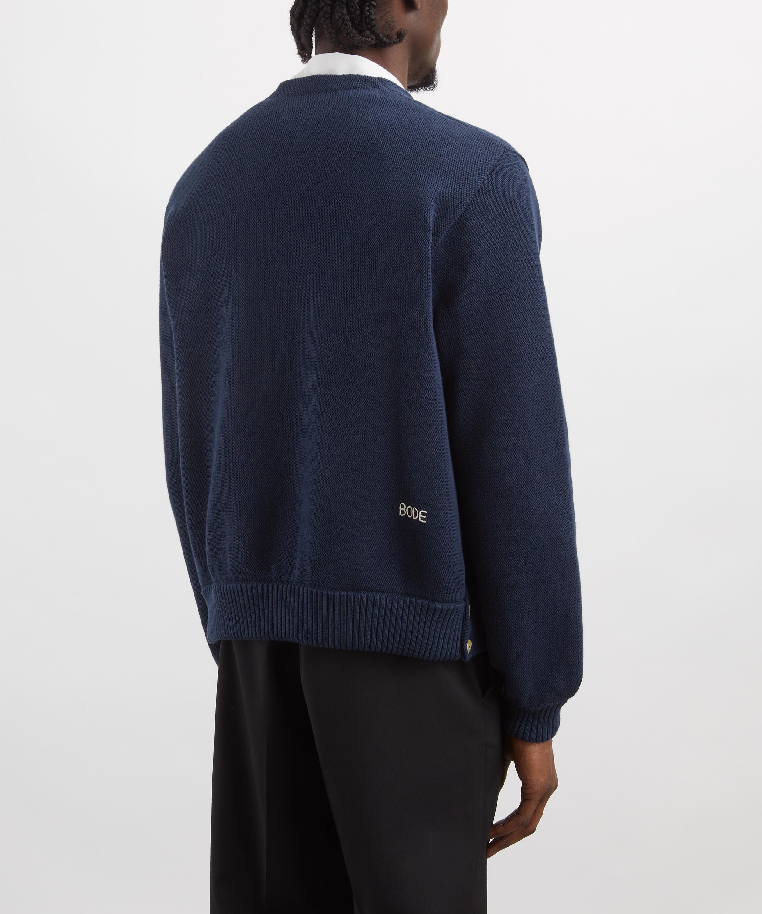 Bode - Navy Double-Breasted Cardigan image number 3