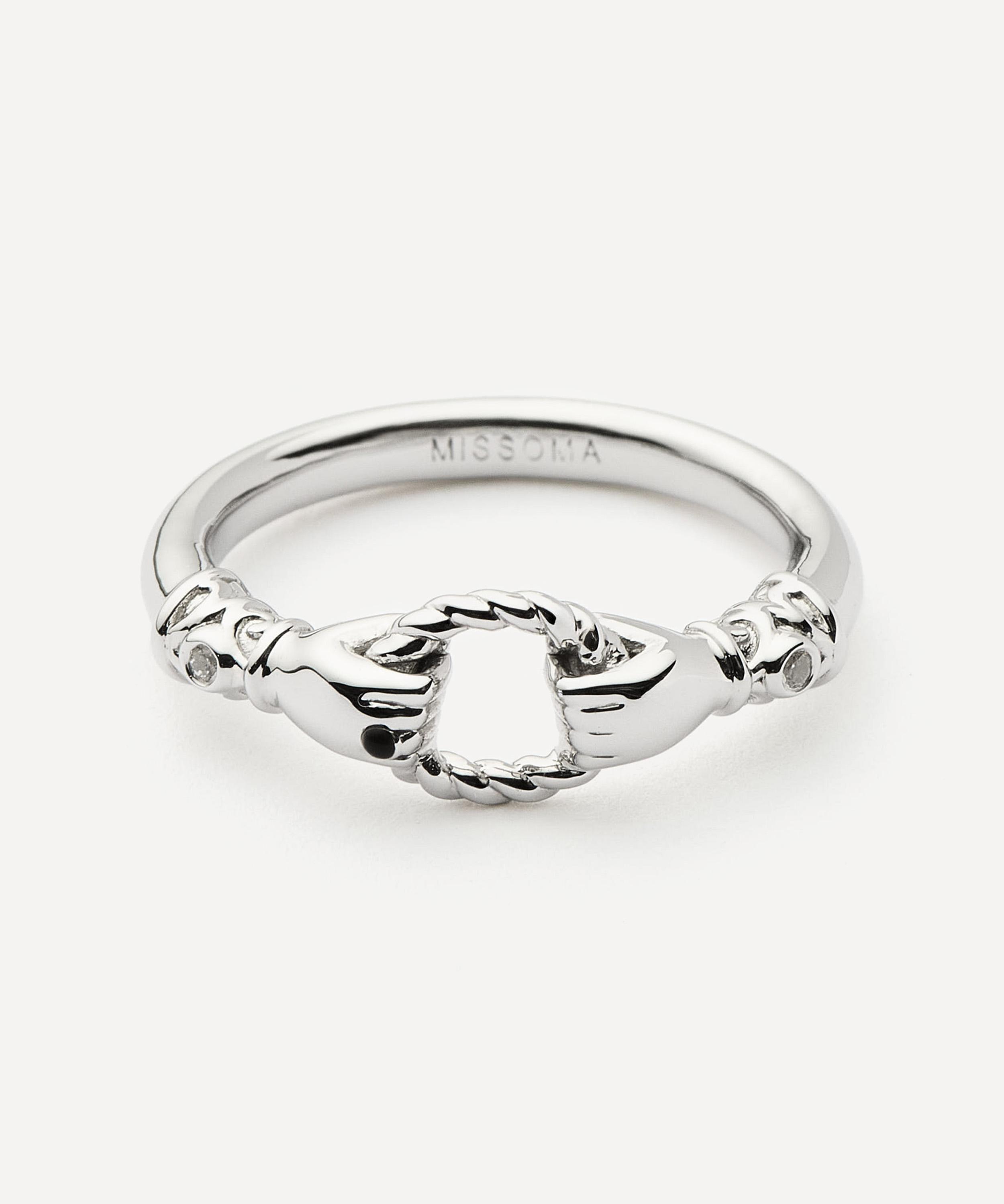 Missoma - X Harris Reed Rhodium-Plated In Good Hands Stacking Ring image number 0