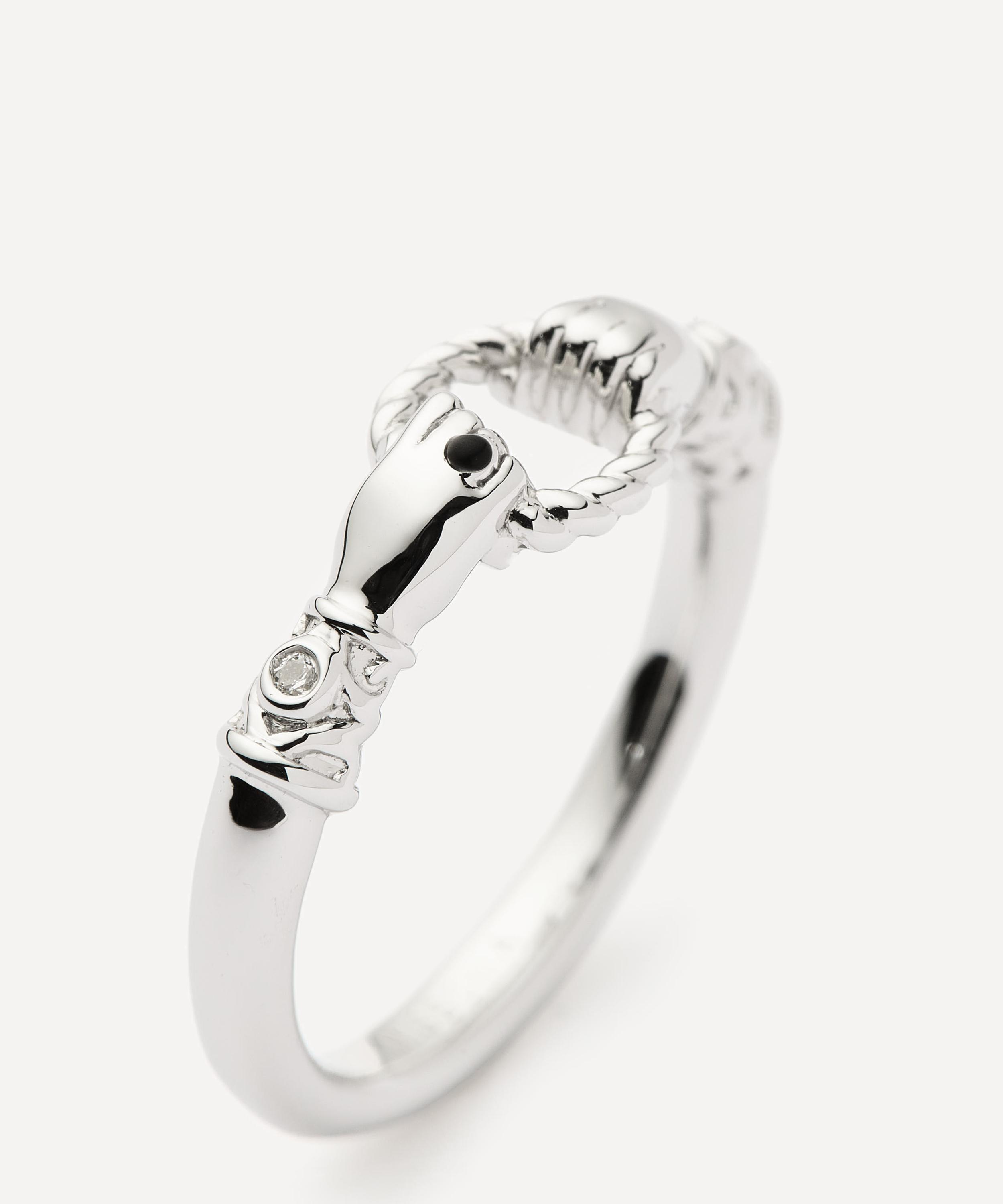 Missoma - X Harris Reed Rhodium-Plated In Good Hands Stacking Ring image number 2