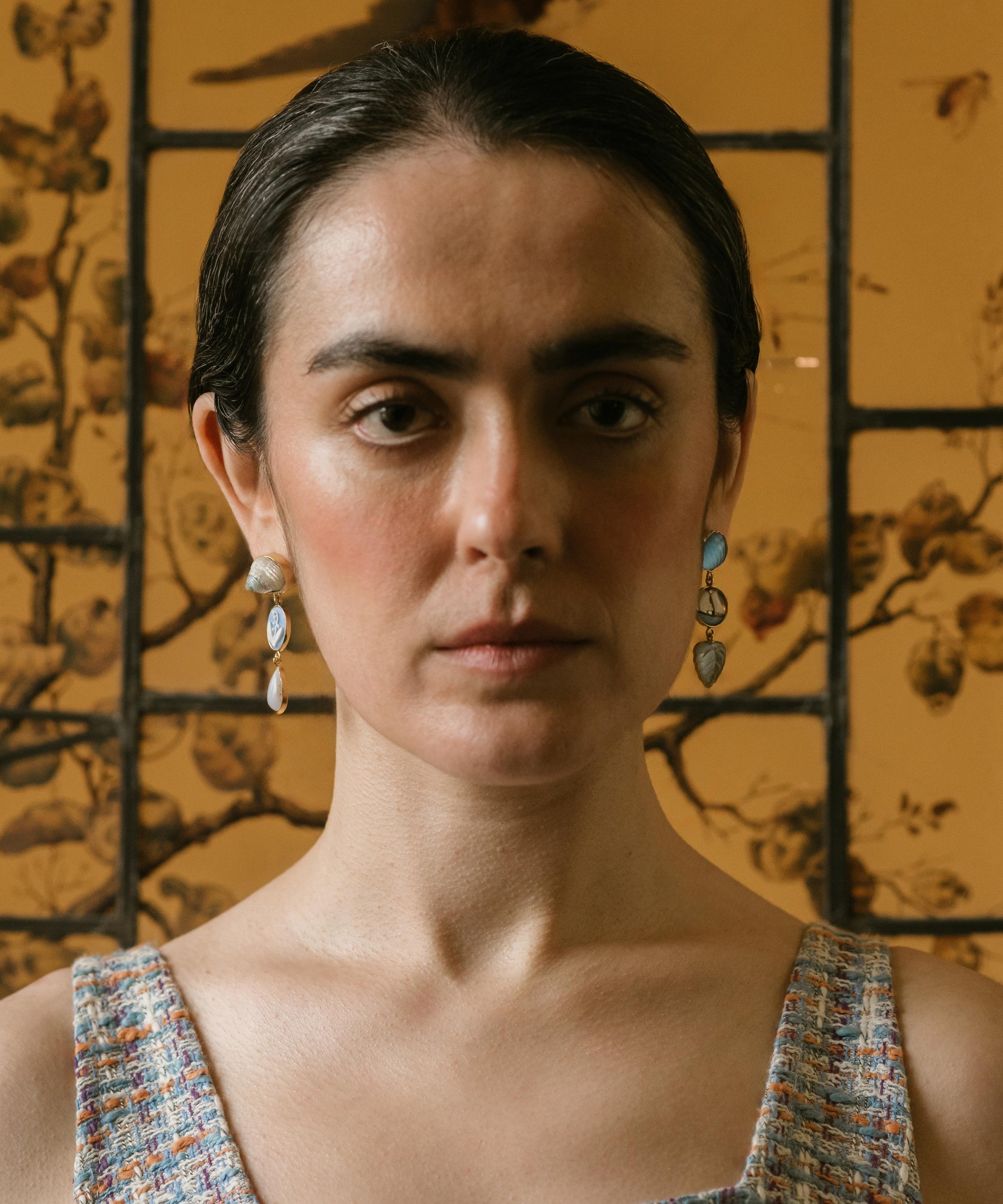Grainne Morton - 18ct Gold-Plated Sailboat and Shell Drop Earrings image number 1