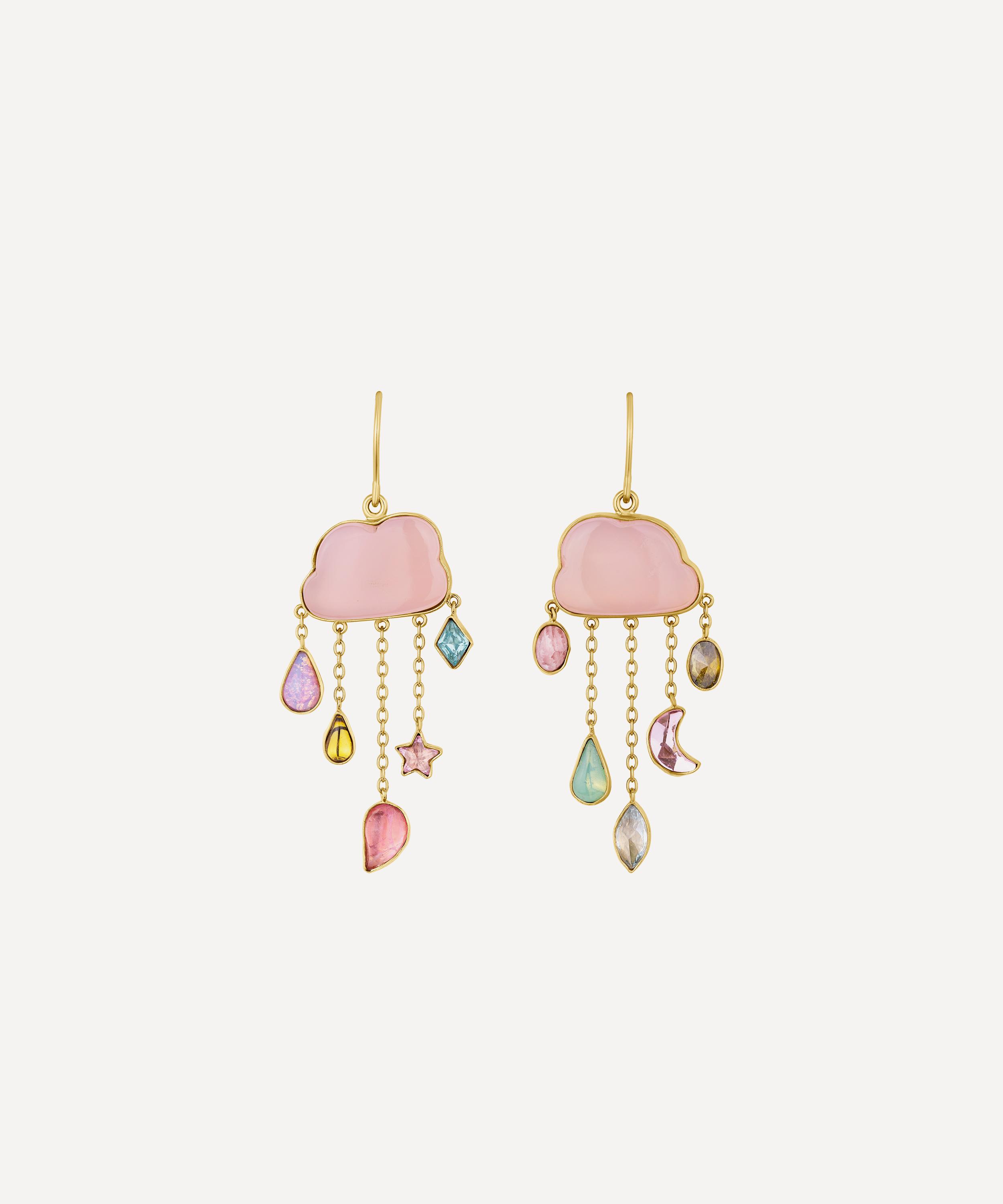 Grainne Morton - 18ct Gold-Plated Cloud And Rain Chain Drop Earrings image number 0