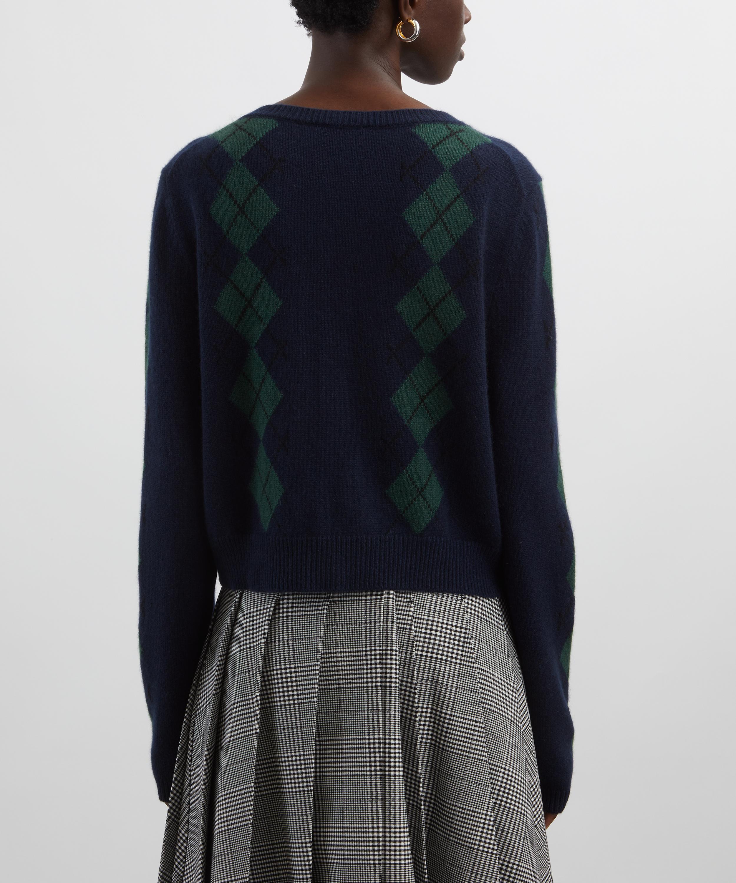 Reformation - Clara Navy Argyle Cashmere Cardigan  image number 3