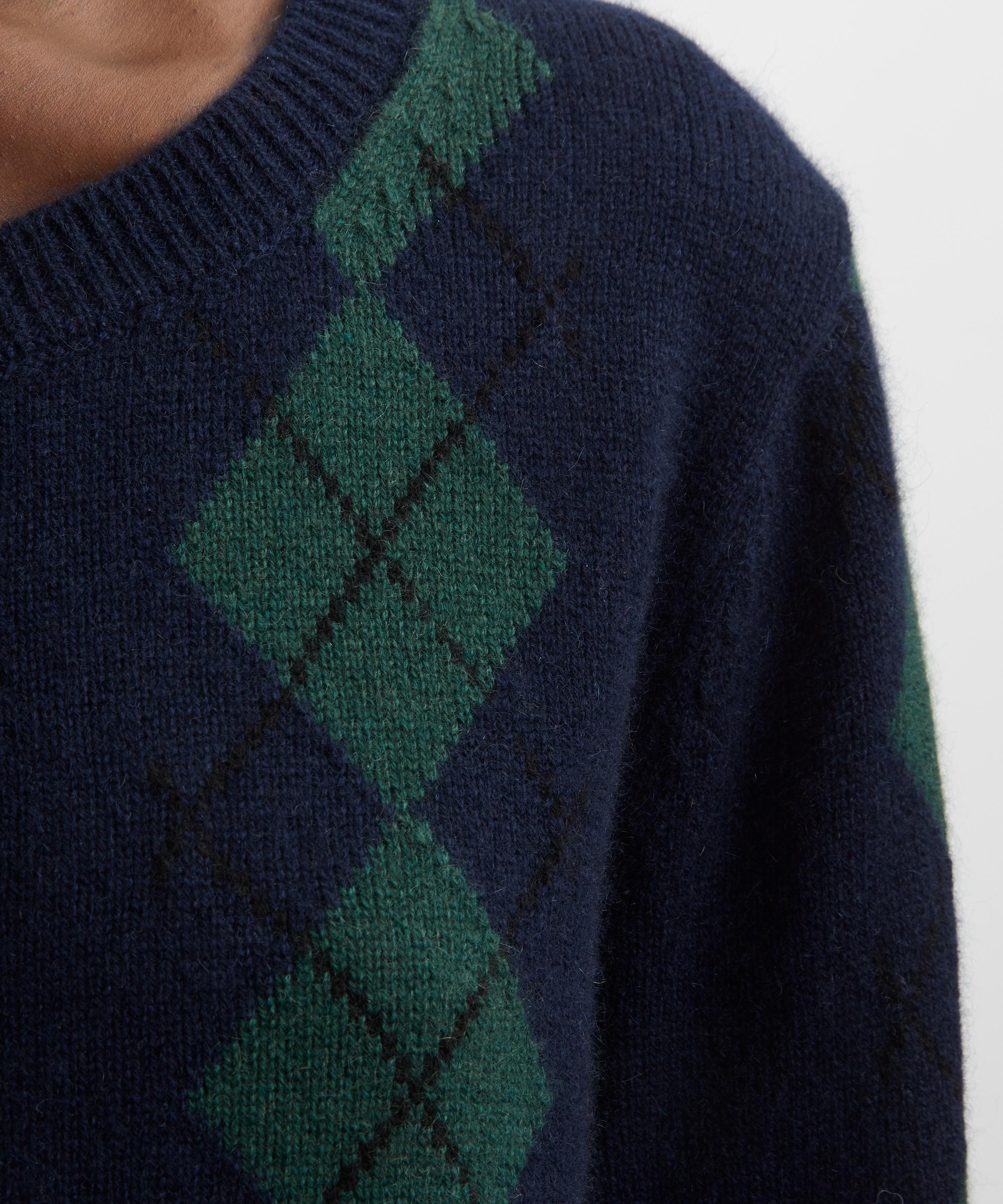 Reformation - Clara Navy Argyle Cashmere Cardigan  image number 4