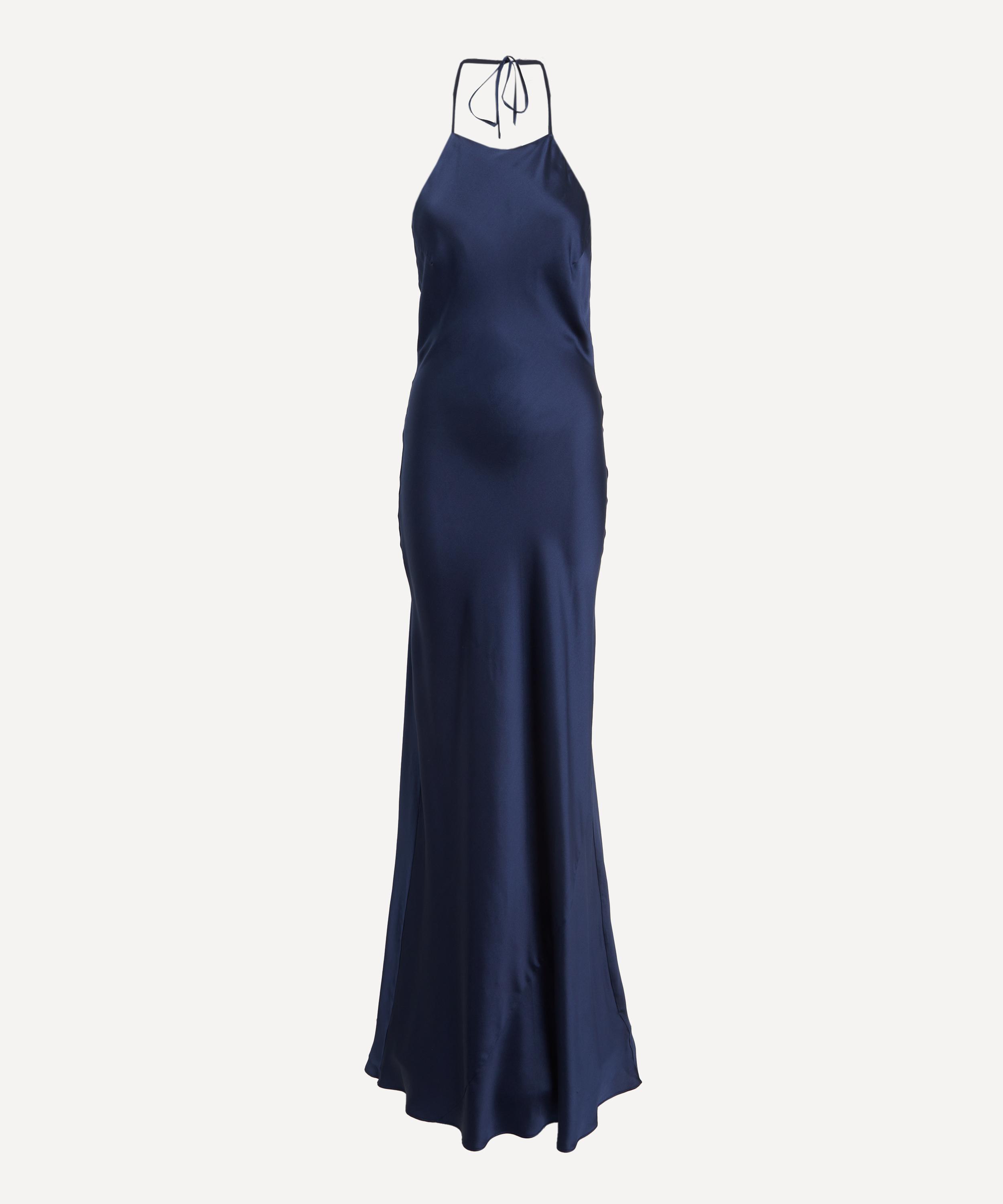 Reformation - Jeanie Navy Silk Maxi Dress  image number 0