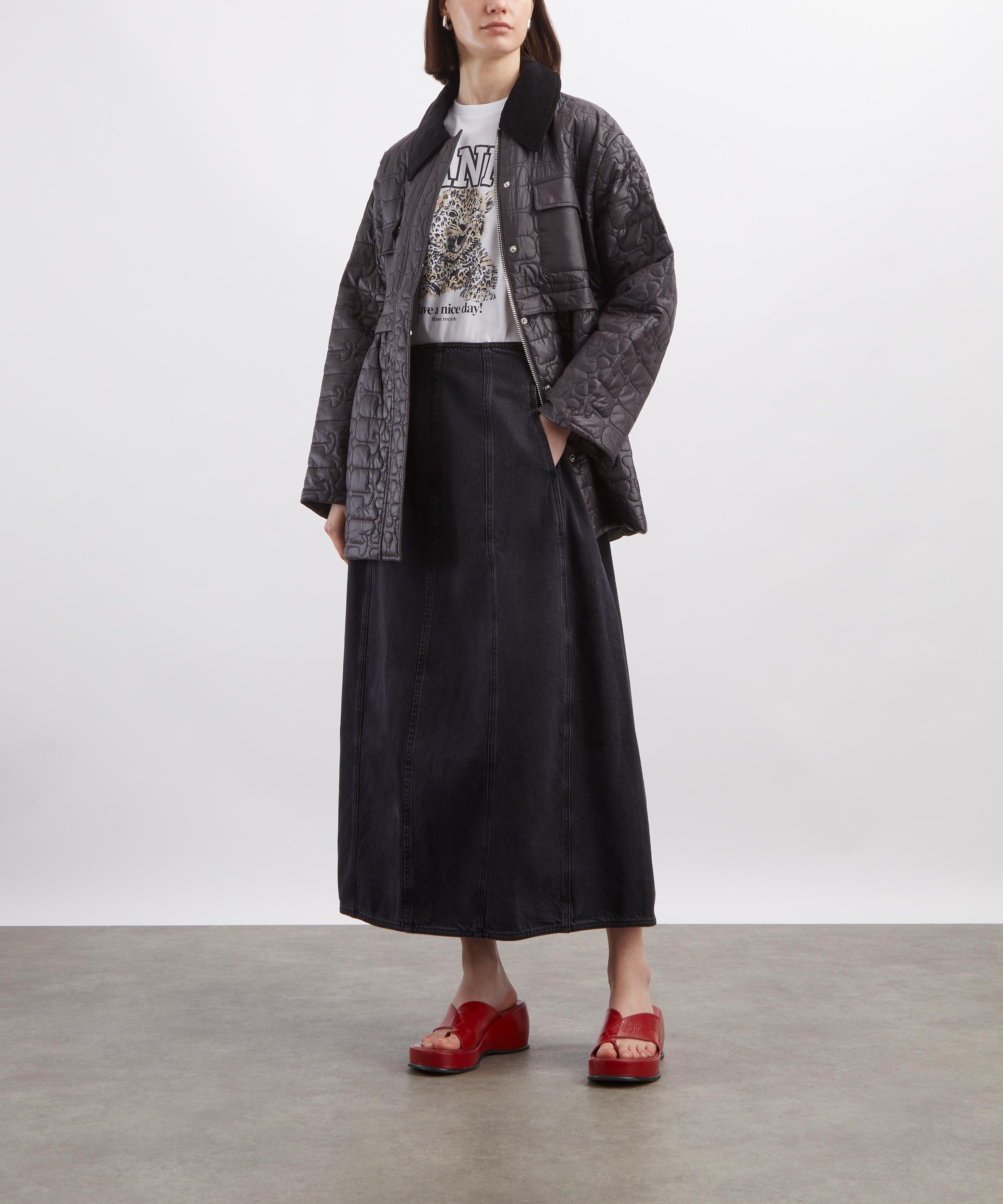 Ganni - Shiny Quilt Midi Flare Jacket image number 1