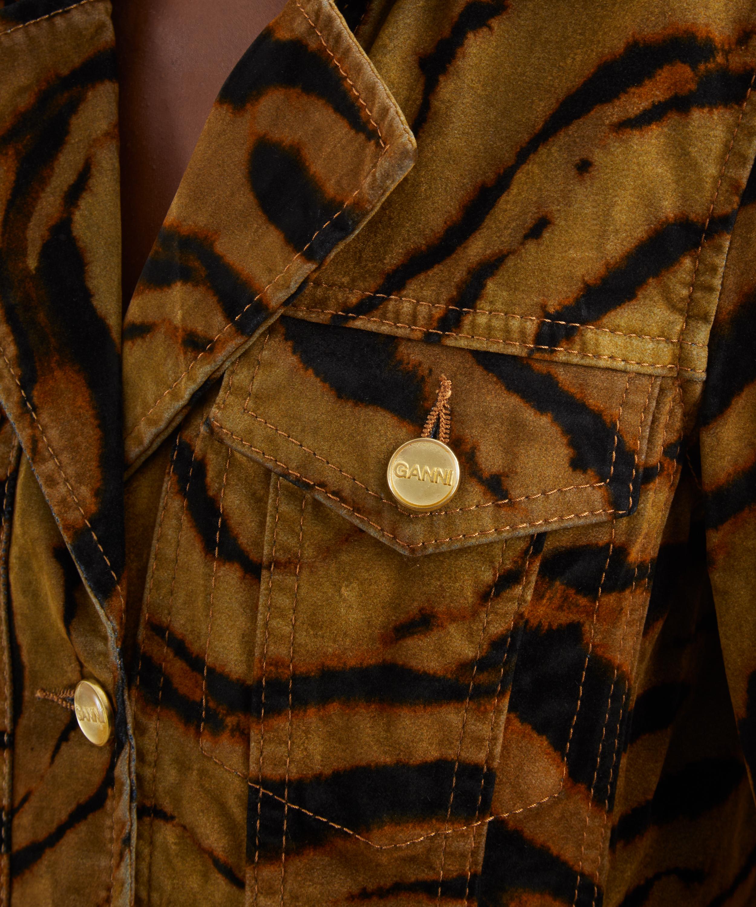 Ganni - Tiger Print Denim Dress image number 4