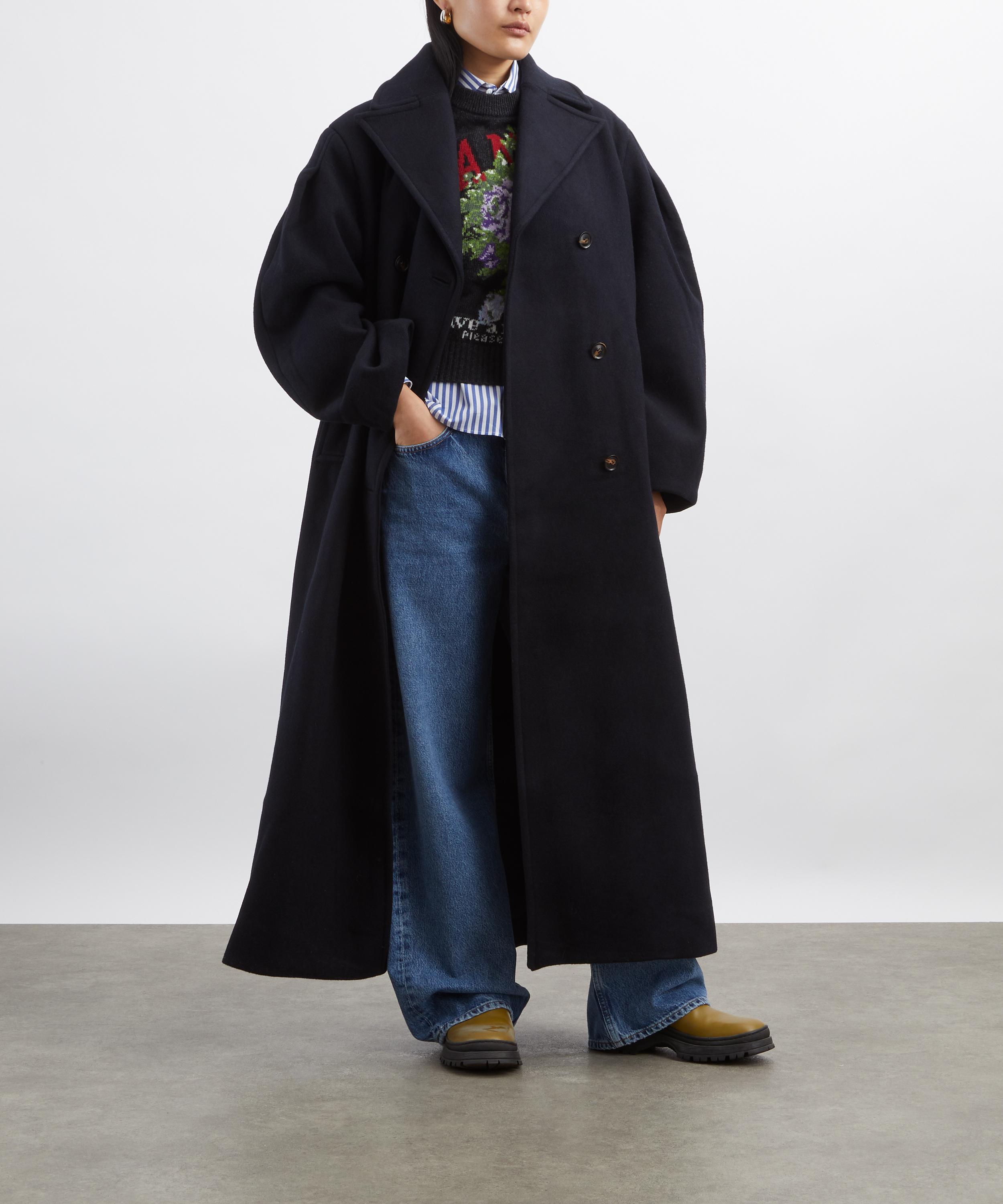 Ganni - Dark Blue Oversized Long Peacoat image number 1