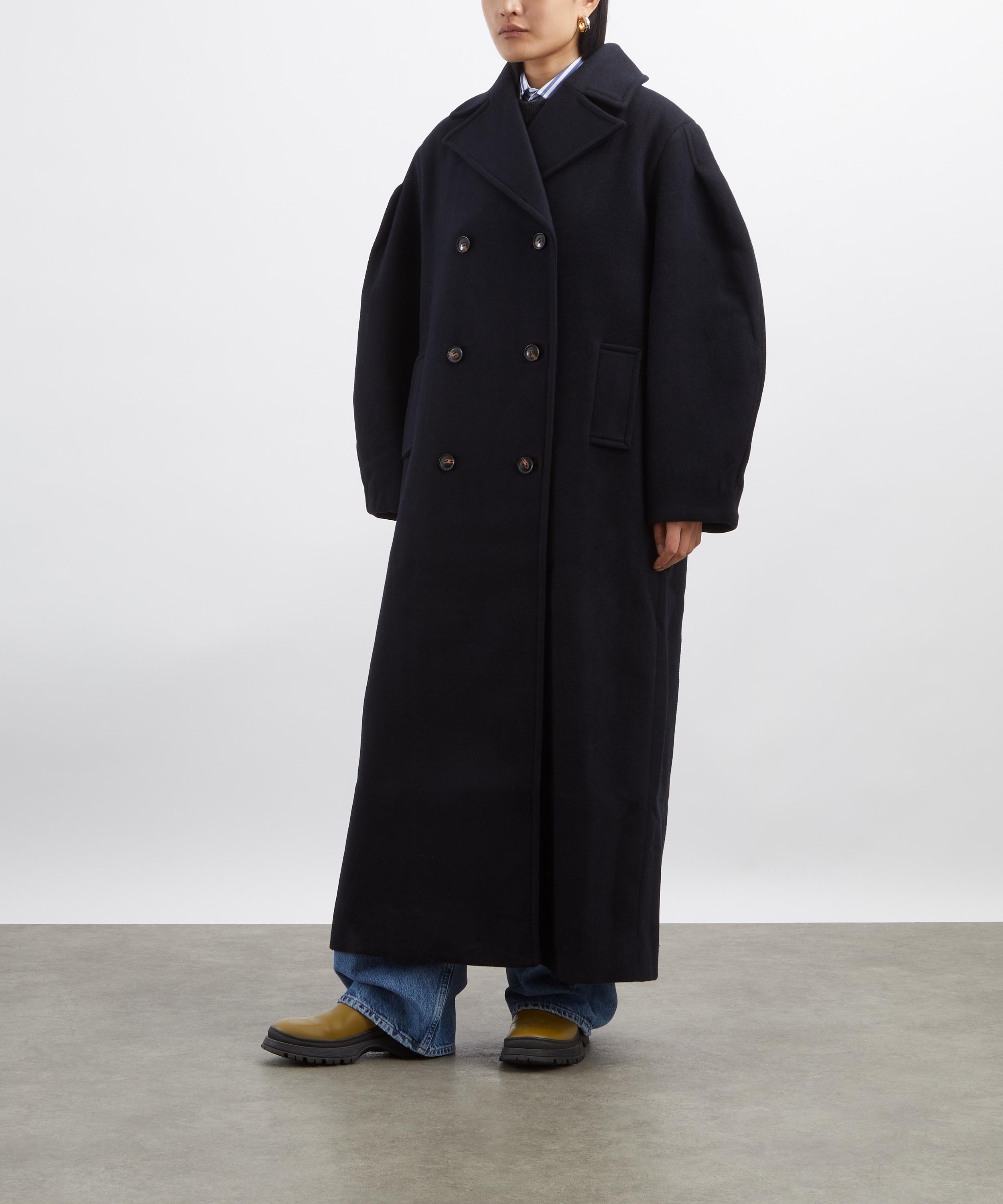 Ganni - Dark Blue Oversized Long Peacoat image number 2