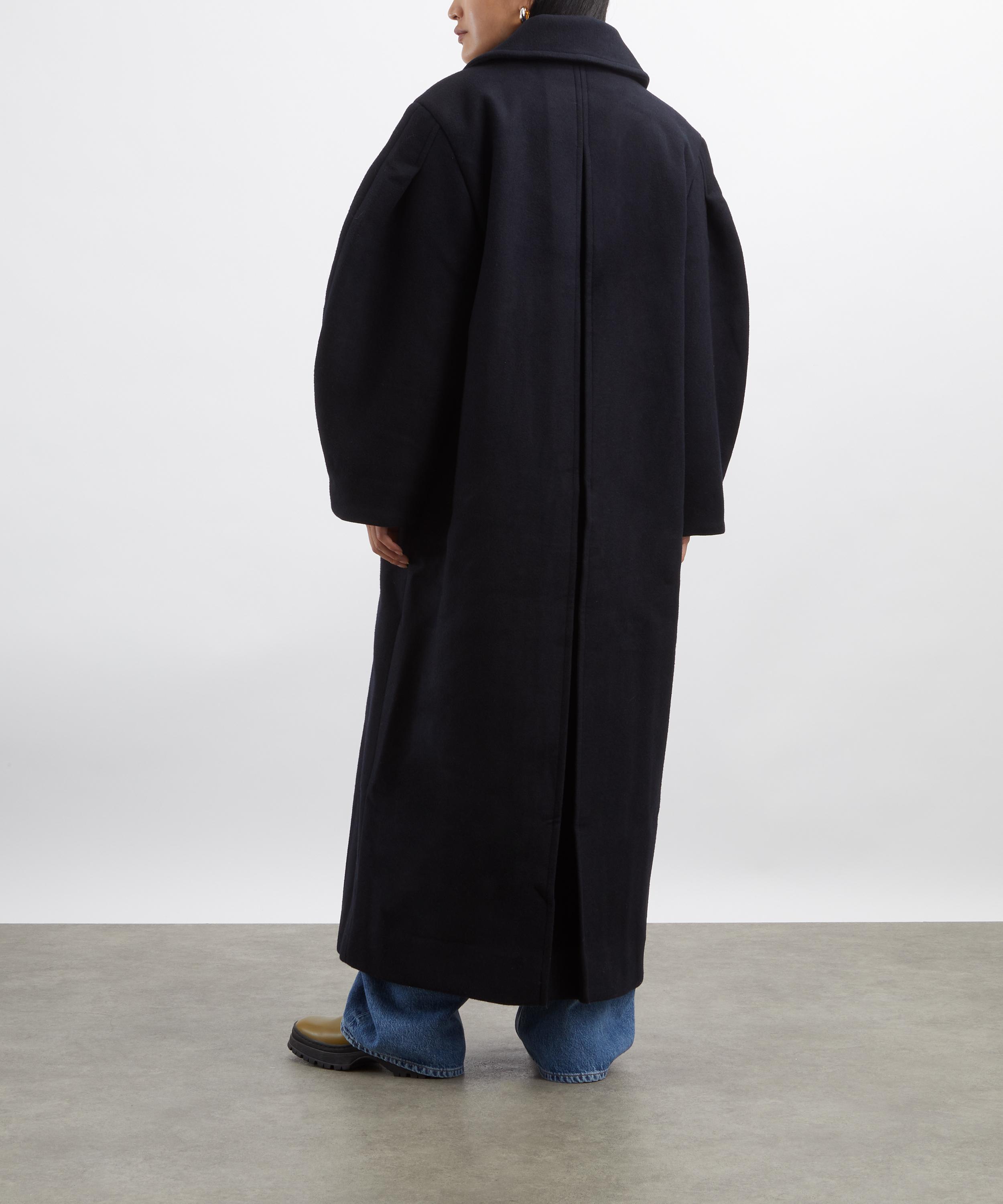Ganni - Dark Blue Oversized Long Peacoat image number 3