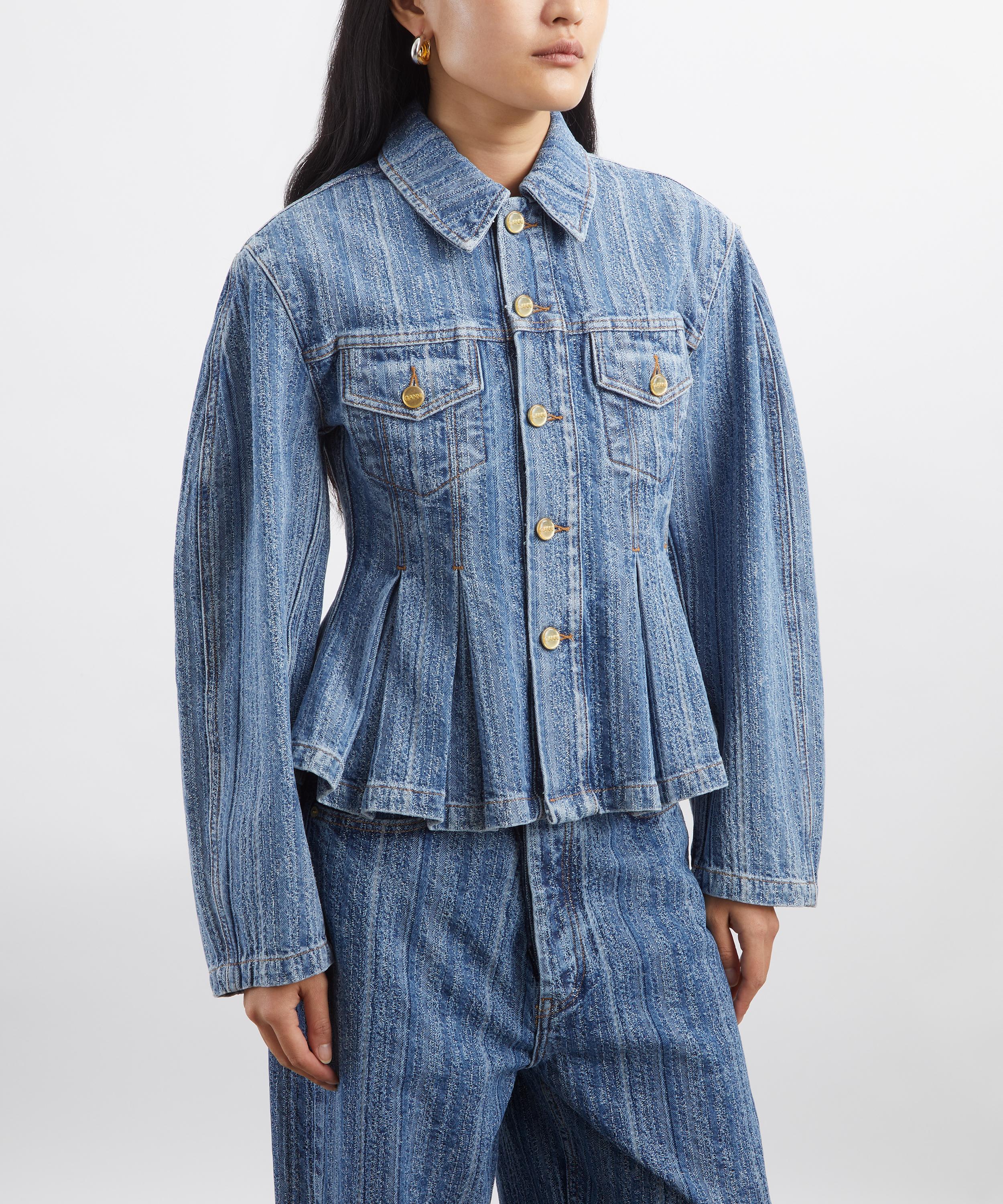 Ganni - Striped Denim Pleated Jacket image number 2