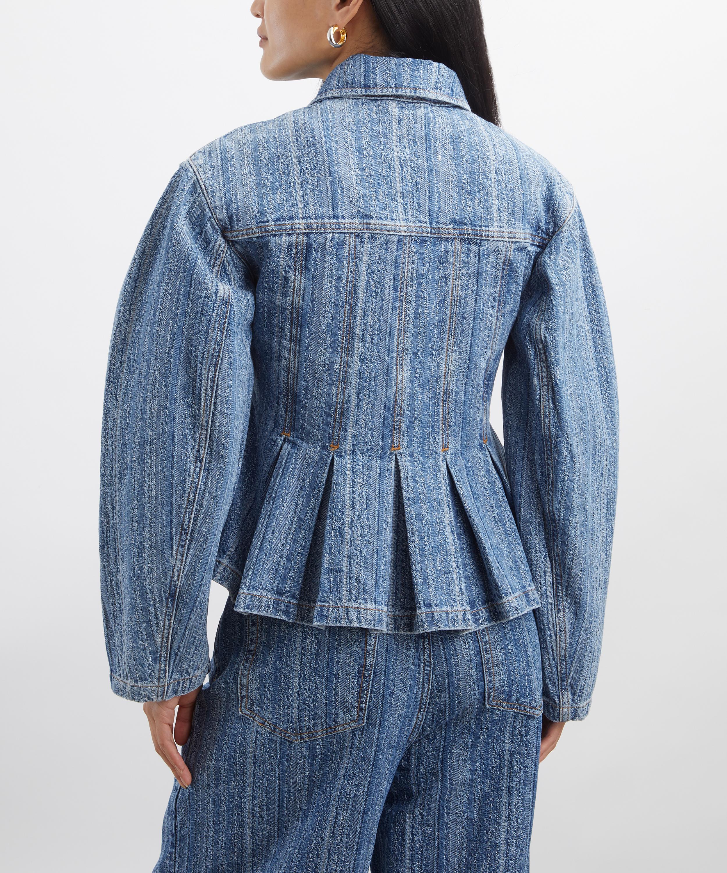 Ganni - Striped Denim Pleated Jacket image number 3