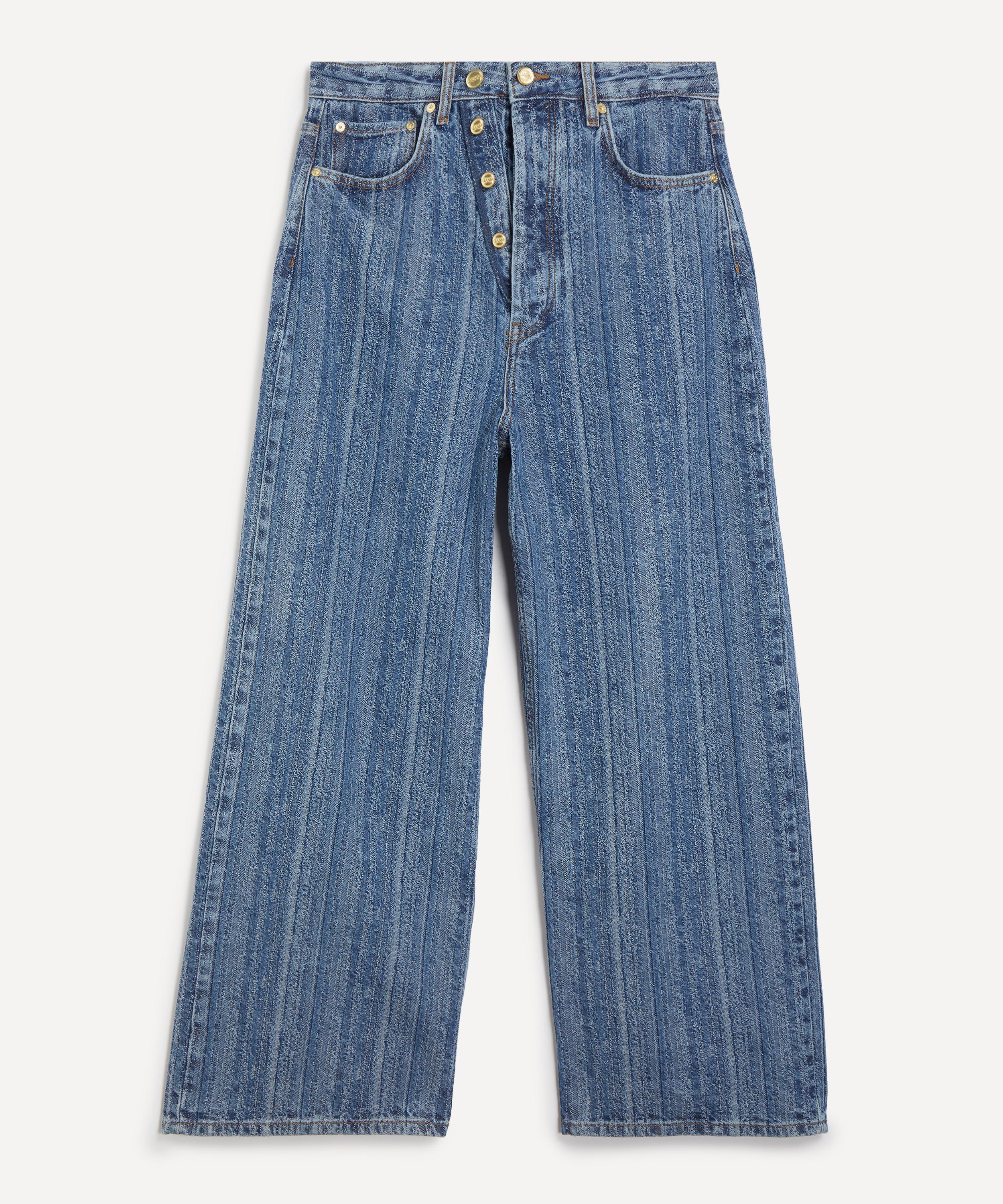 Ganni - Striped Baggy Jeans image number 0