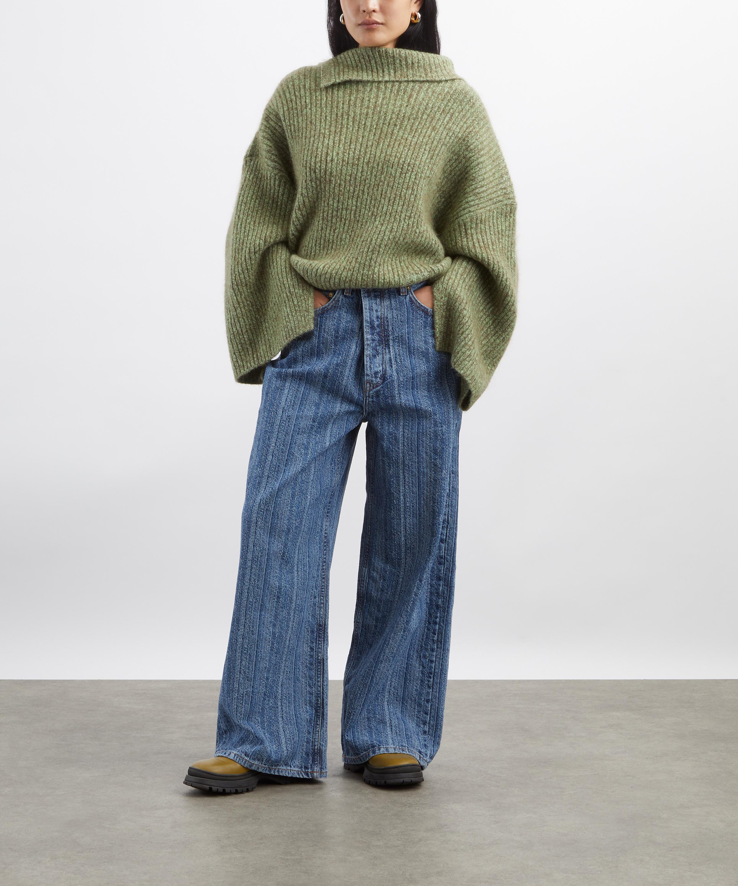 Ganni - Striped Baggy Jeans image number 1