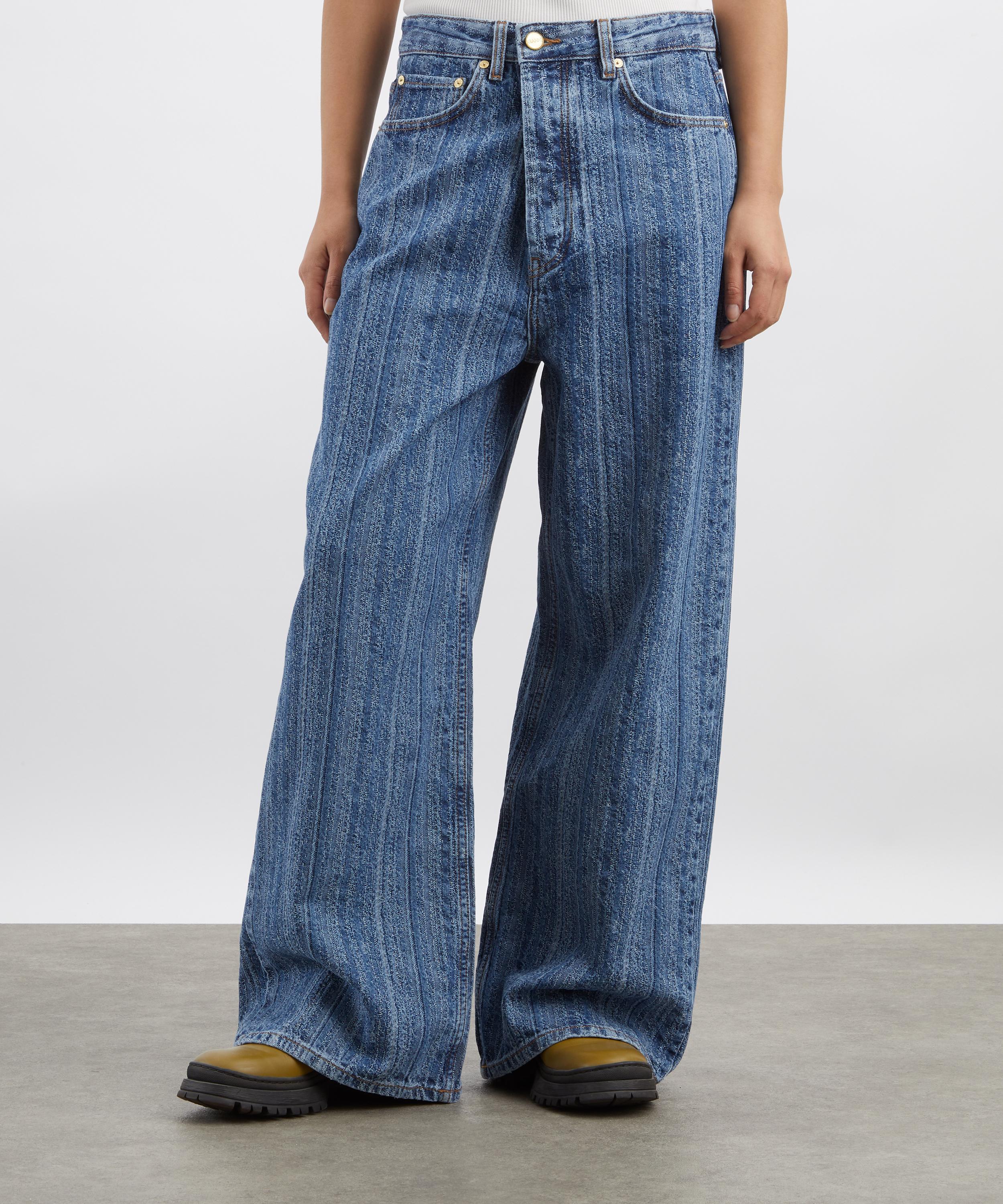 Ganni - Striped Baggy Jeans image number 2