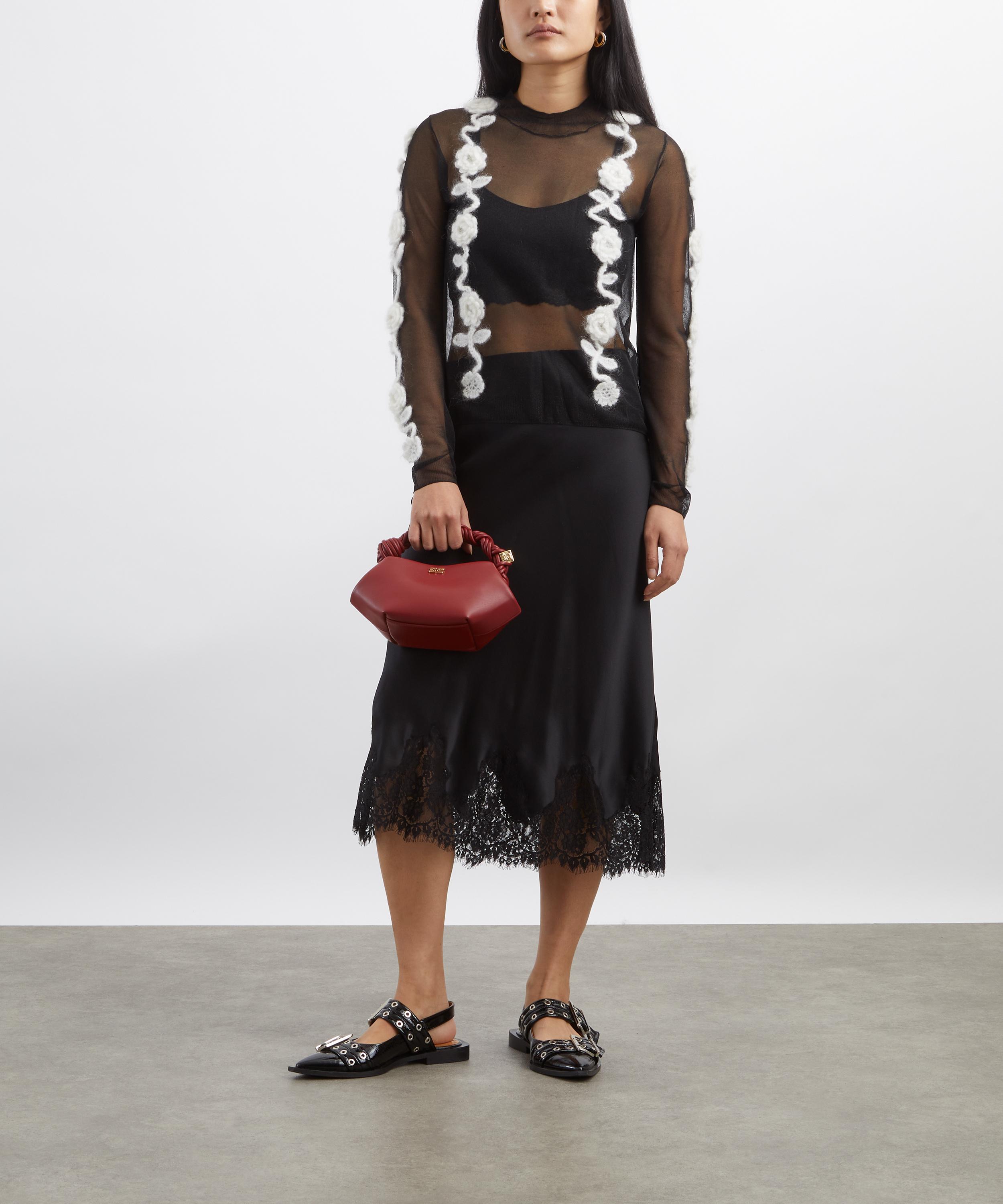 Ganni - Black Flower Crochet Turtleneck Top image number 1