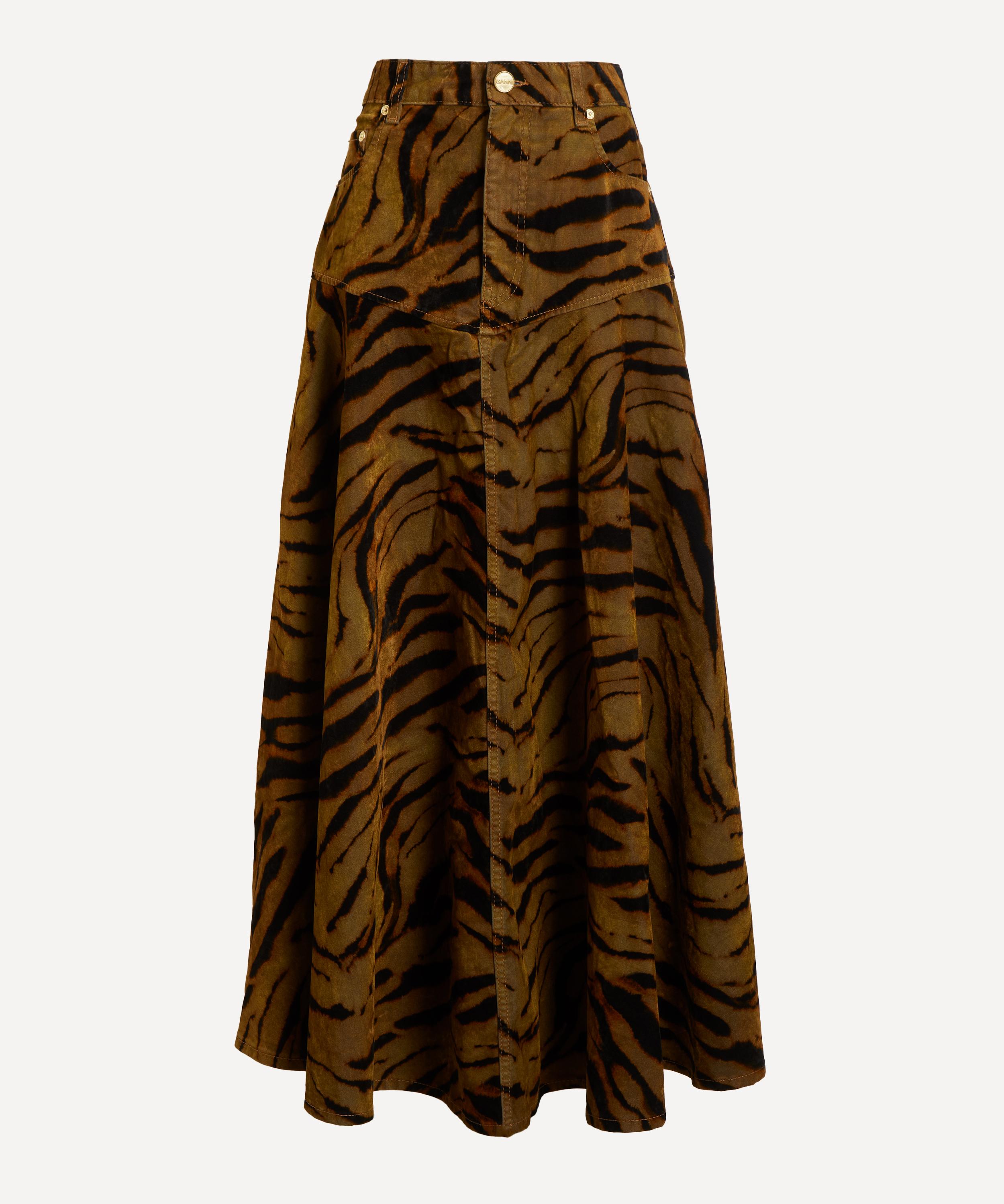 Ganni - Printed Flock Denim Skirt image number 0