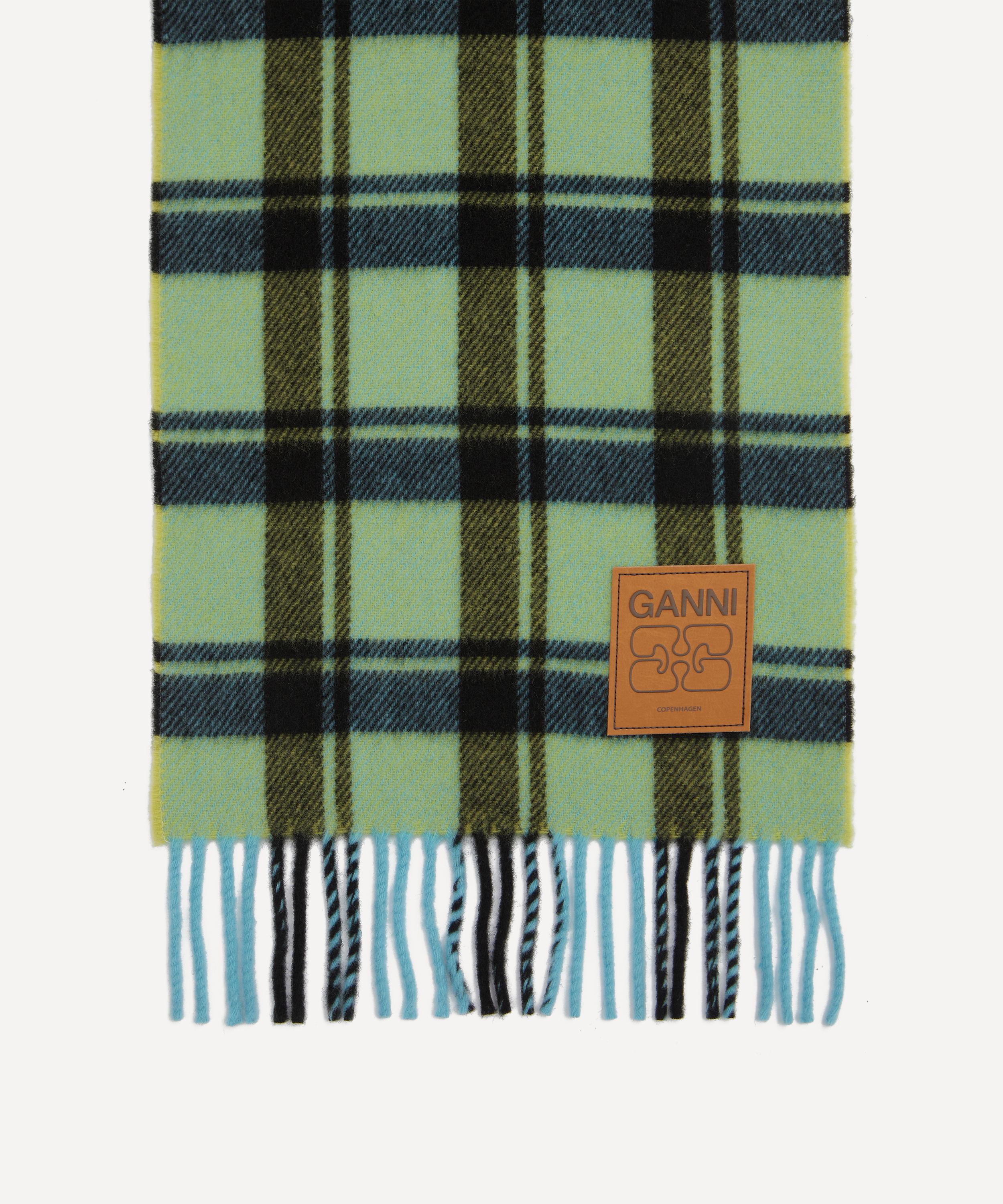 Ganni - Double Face Wool Plaid Scarf image number 2