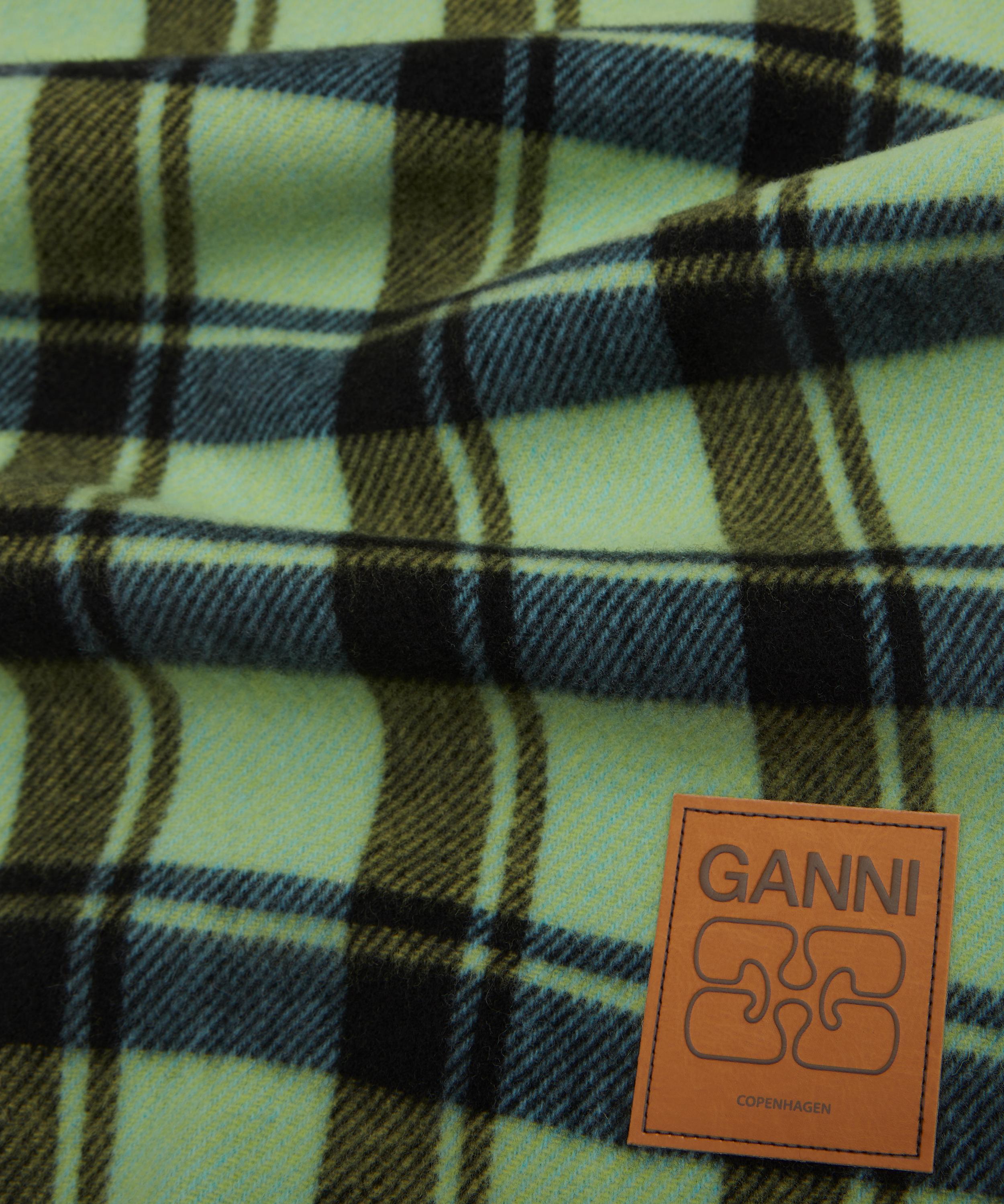 Ganni - Double Face Wool Plaid Scarf image number 3