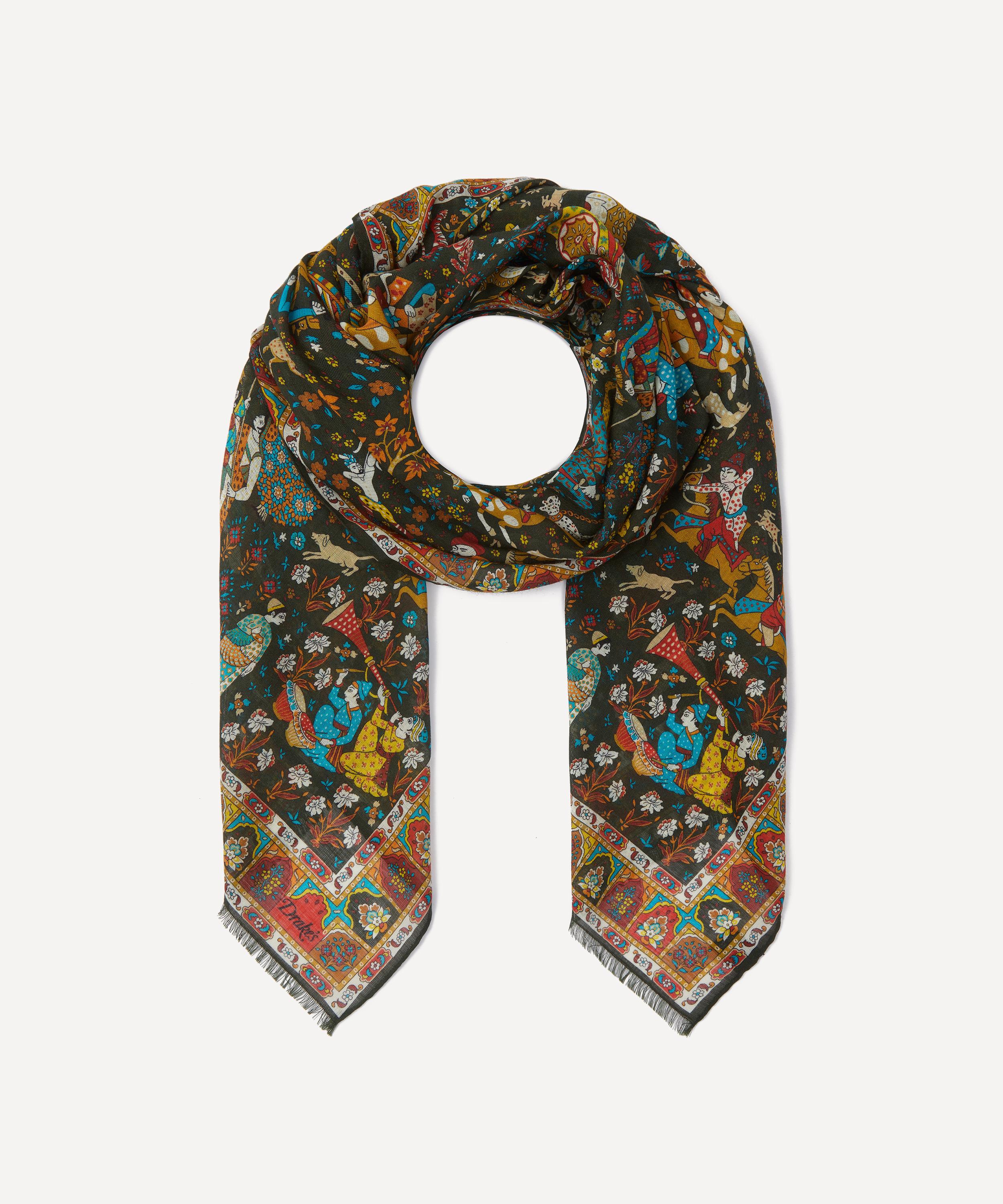 Drakes Mughal Garden Print Wool-Silk Scarf | Liberty