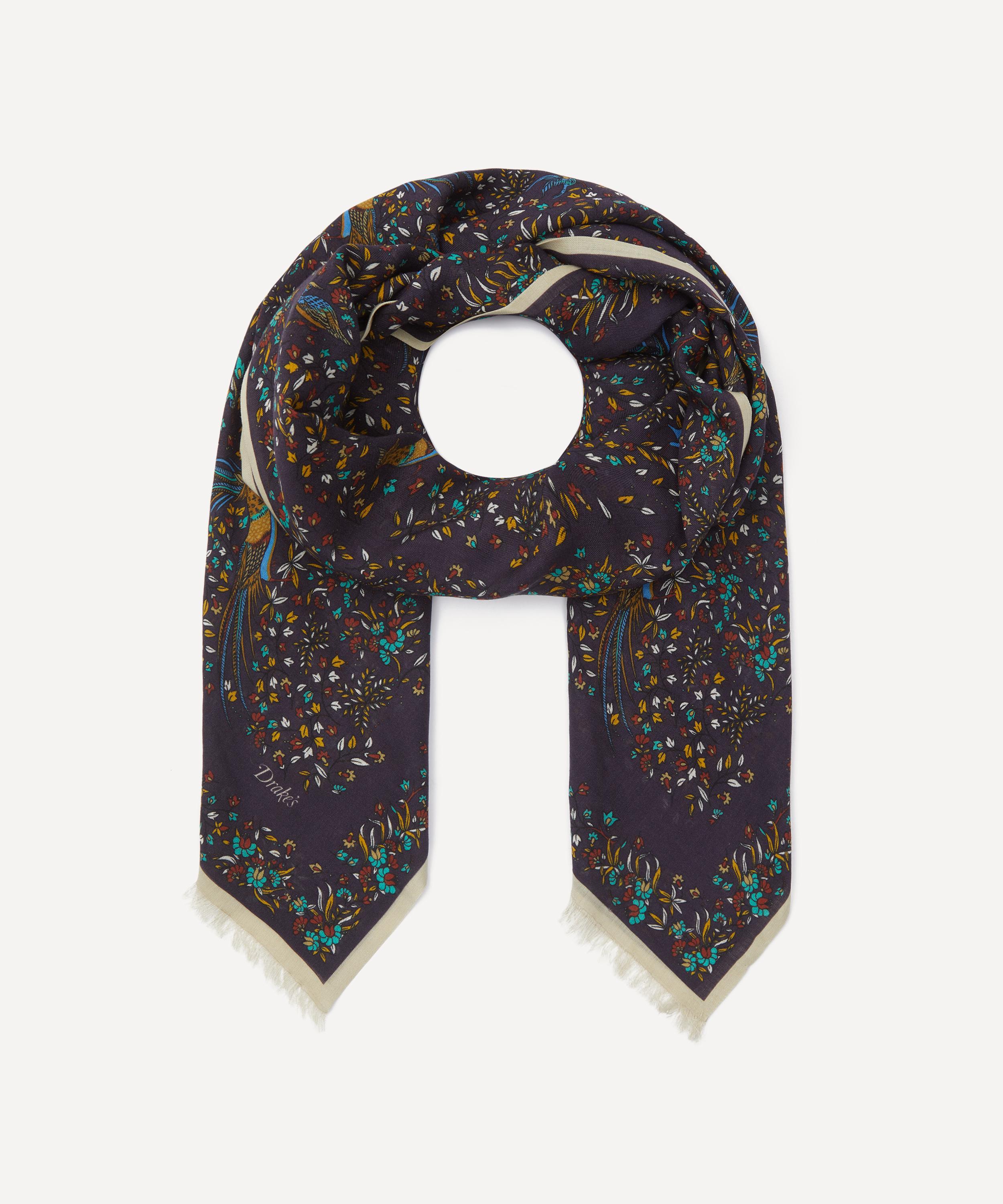 Drakes - Birds of Paradise Tubular Wool Silk Scarf image number 0